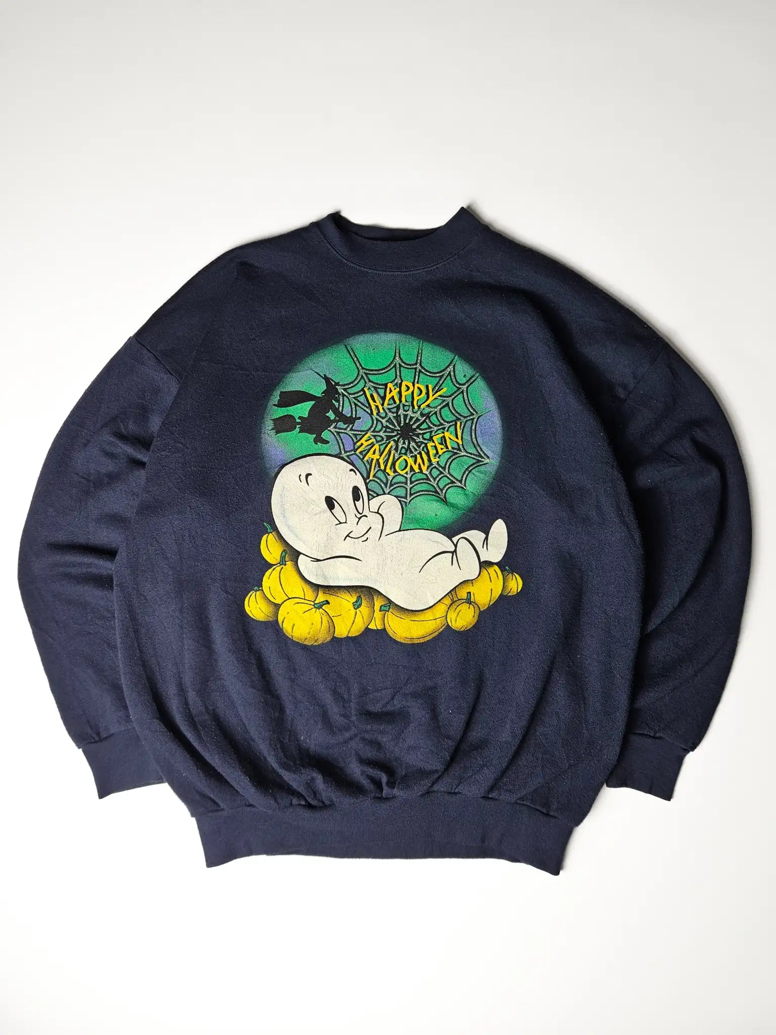 Vintage Casper Happy Halloween sweatshirt voorkant navy
