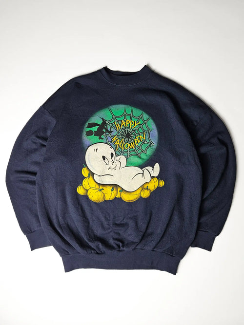 Vintage Casper Happy Halloween sweatshirt voorkant navy
