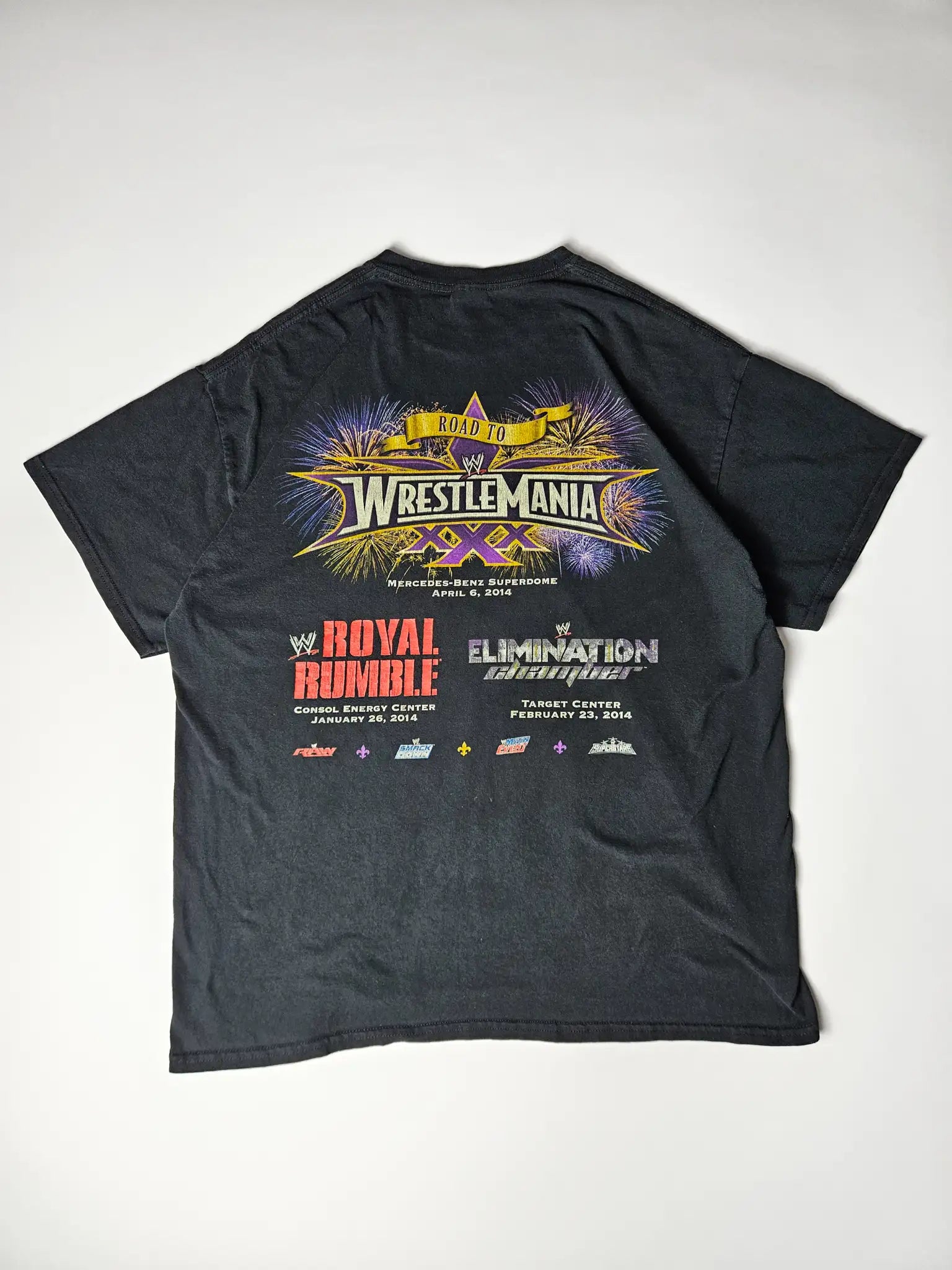 WWE HD Crew vintage wrestling T-shirt flatlay overzicht
