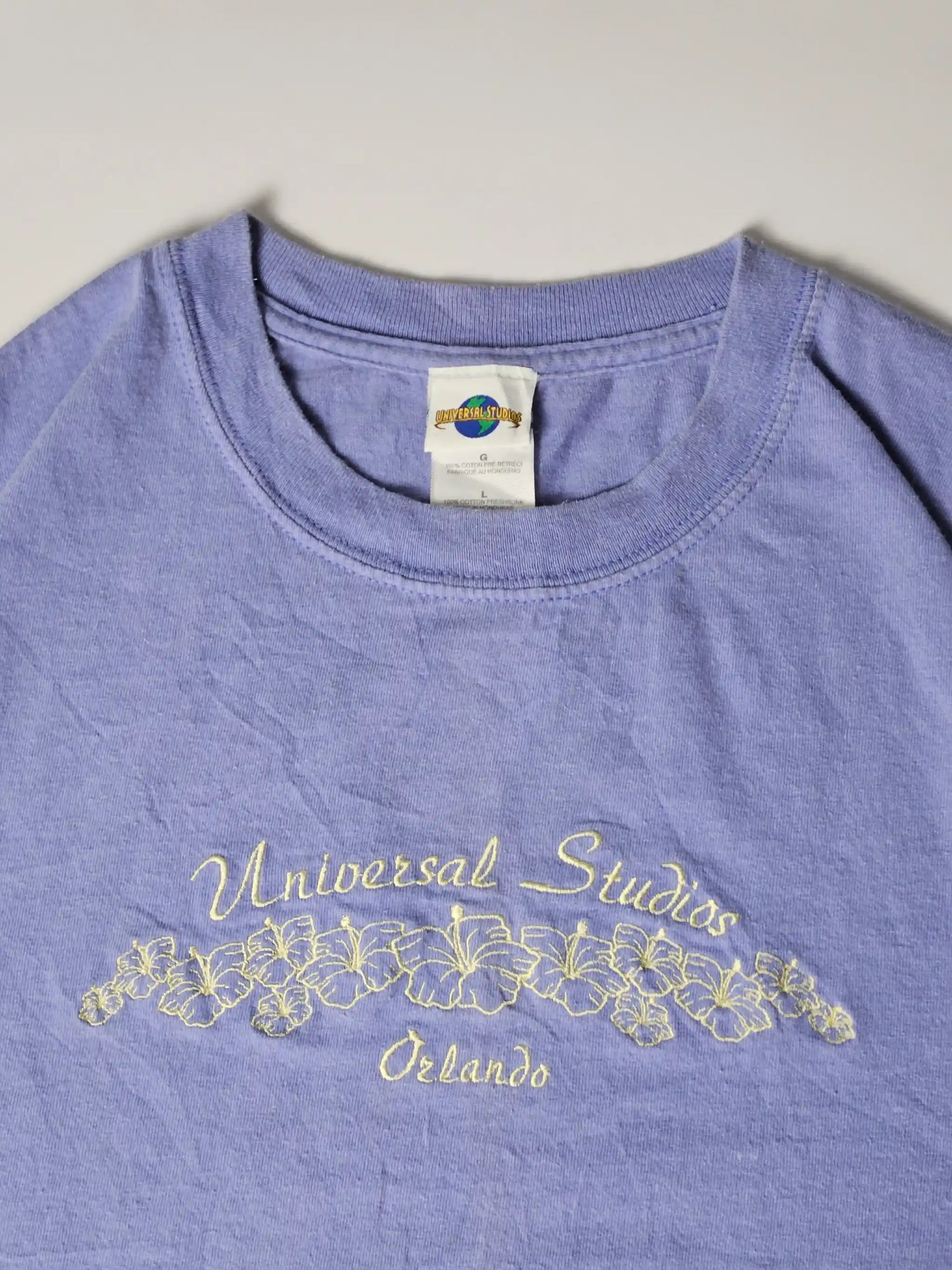 1990s Universal Studios Vintage T-shirt ''Orlando Hibiscus Embroidery'' [L]