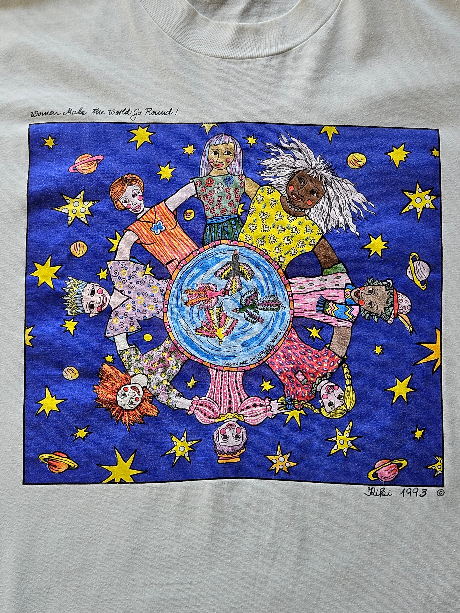 90s HANES ''WOMEN MAKE THE WORLD GO ROUND'' T-SHIRT [XL]