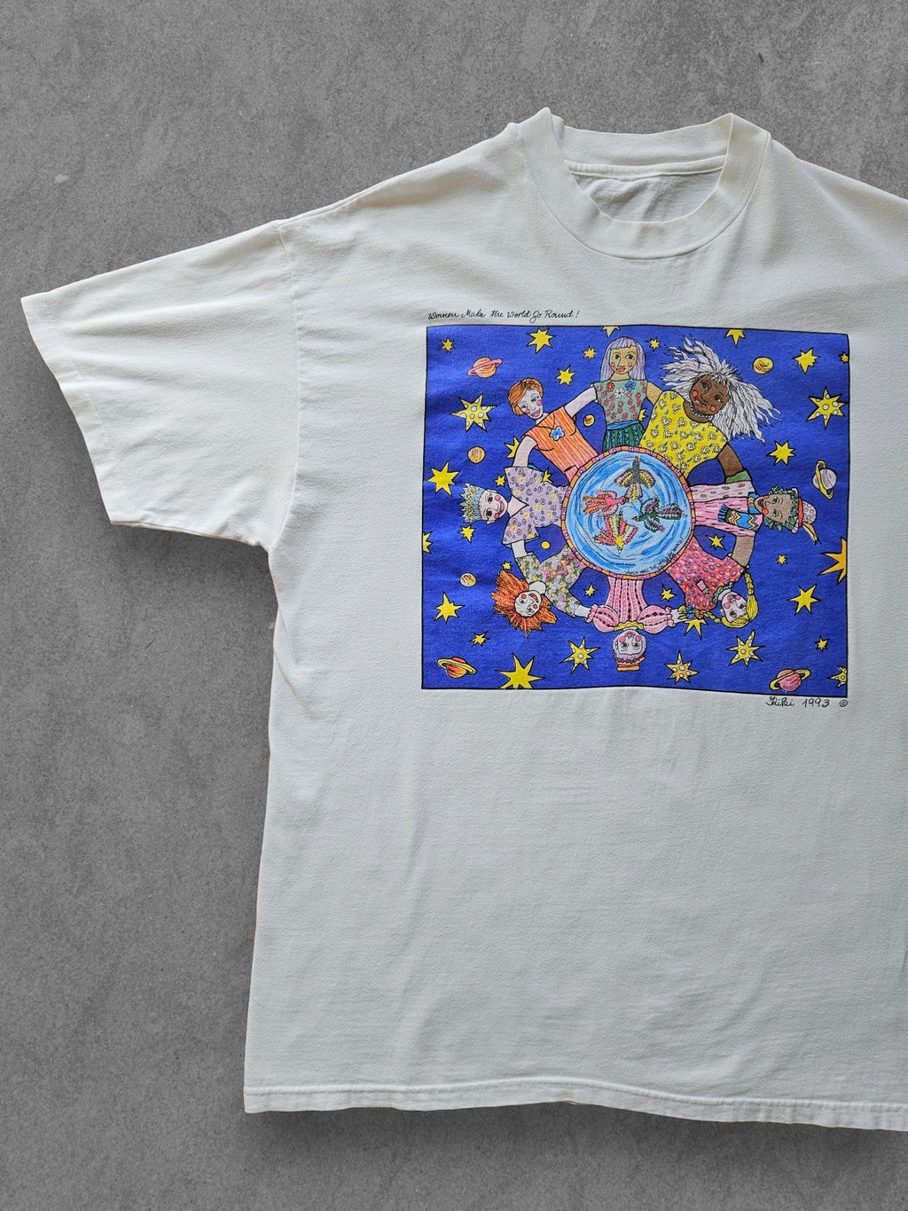 90s HANES ''WOMEN MAKE THE WORLD GO ROUND'' T-SHIRT [XL]