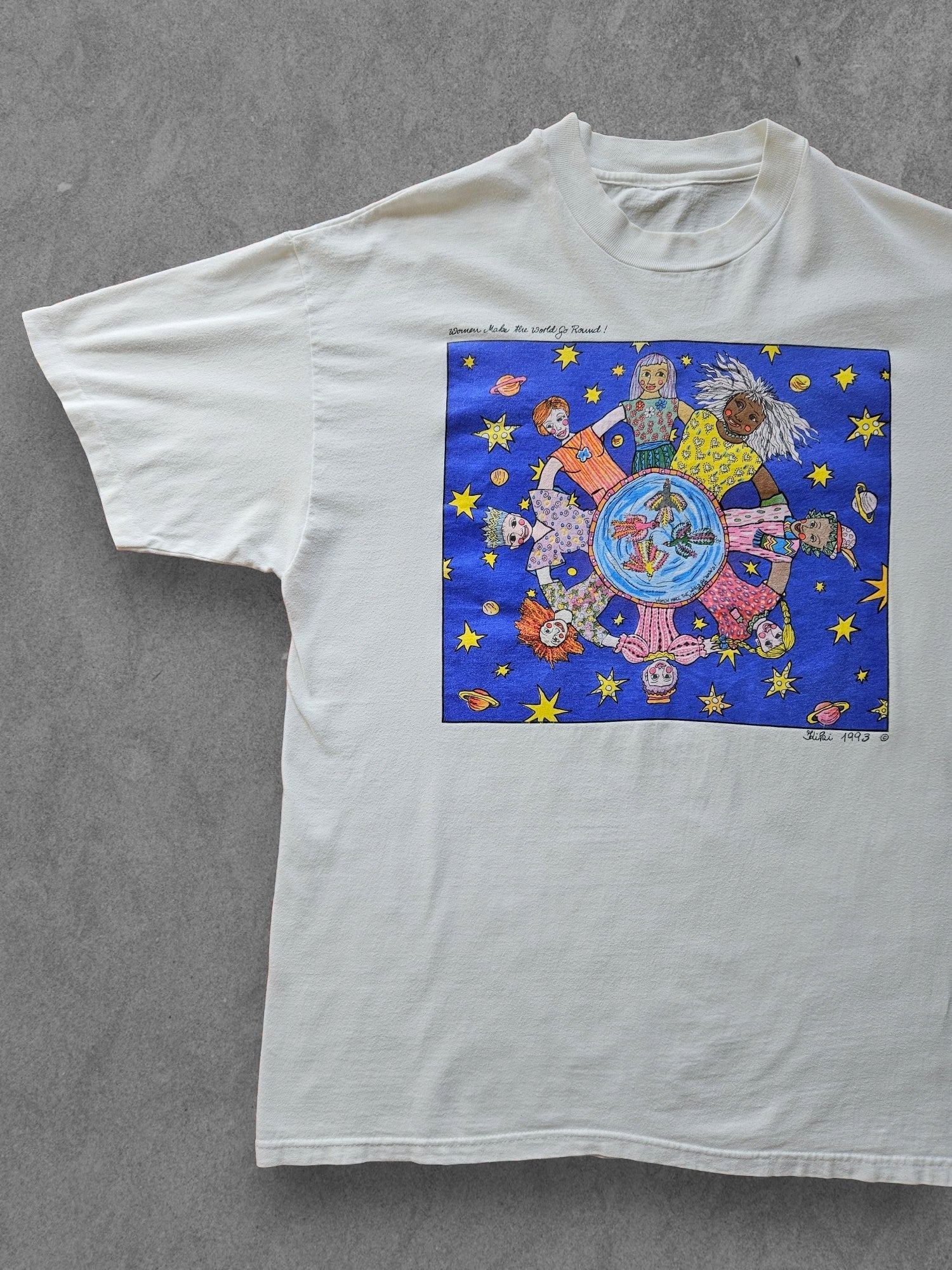 90s HANES ''WOMEN MAKE THE WORLD GO ROUND'' T-SHIRT [XL]