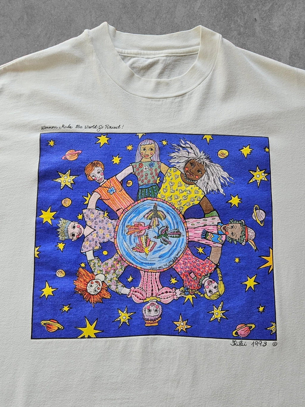 90s HANES ''WOMEN MAKE THE WORLD GO ROUND'' T-SHIRT [XL]