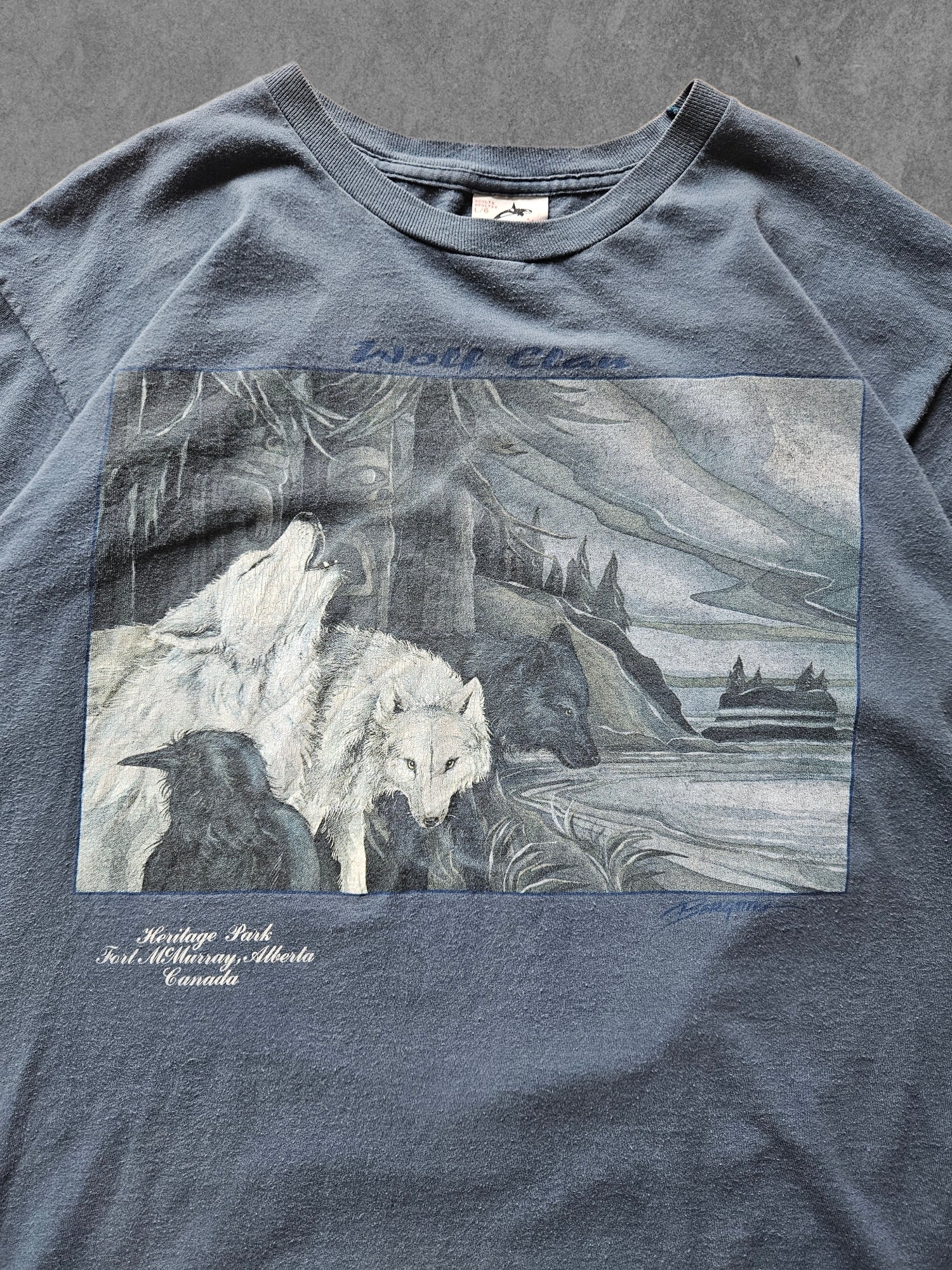 90s HARLEQUIN ''WOLF CLAN'' T-SHIRT [L]