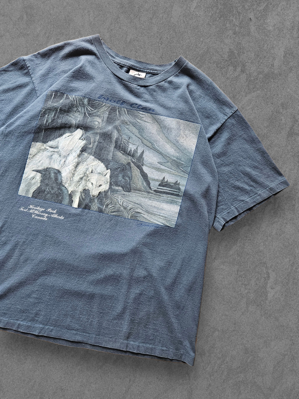 90s HARLEQUIN ''WOLF CLAN'' T-SHIRT [L]