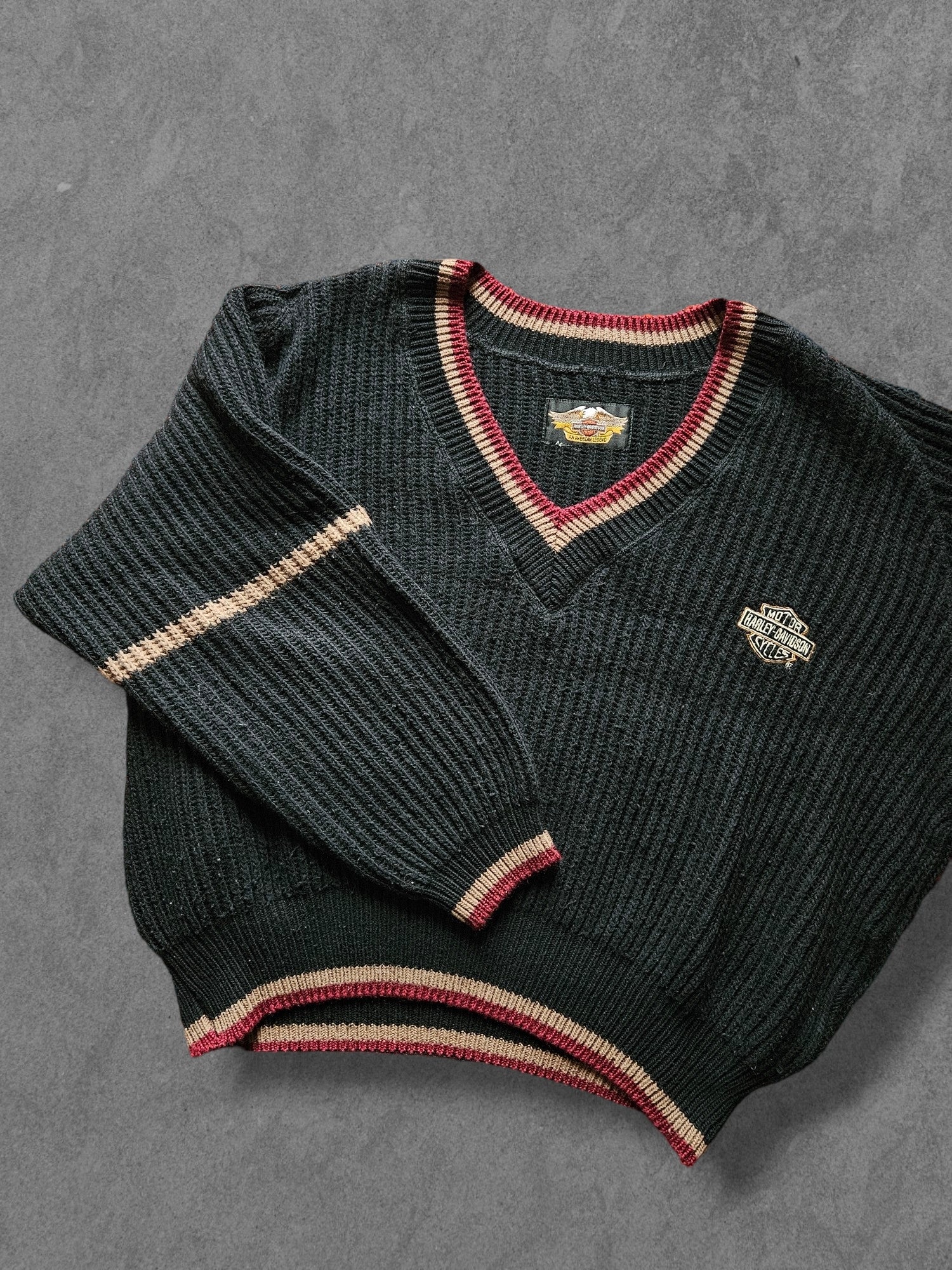 90s HARLEY DAVIDSON V-NECK SWEATSHIRT [L]