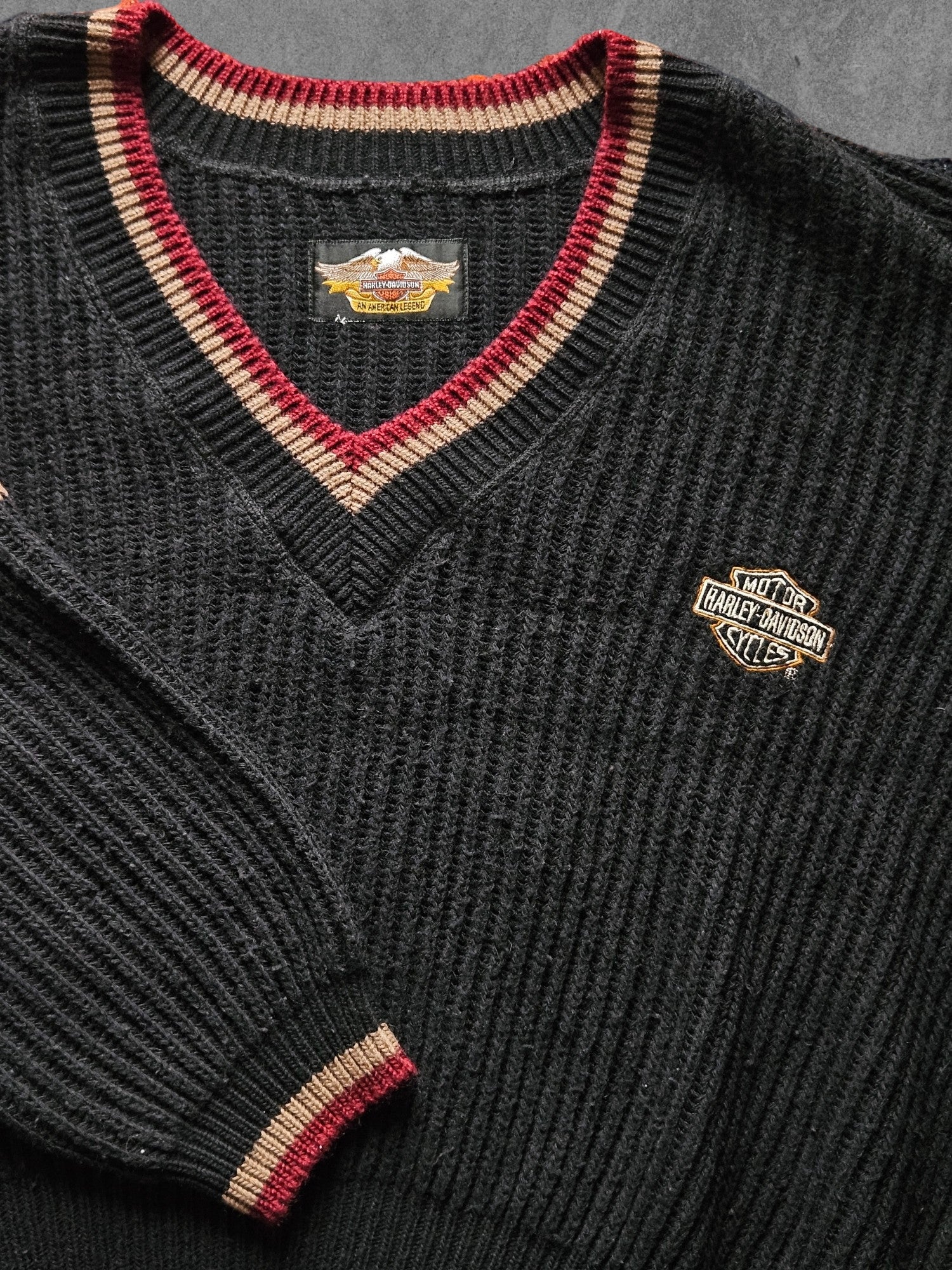 90s HARLEY DAVIDSON V-NECK SWEATSHIRT [L]