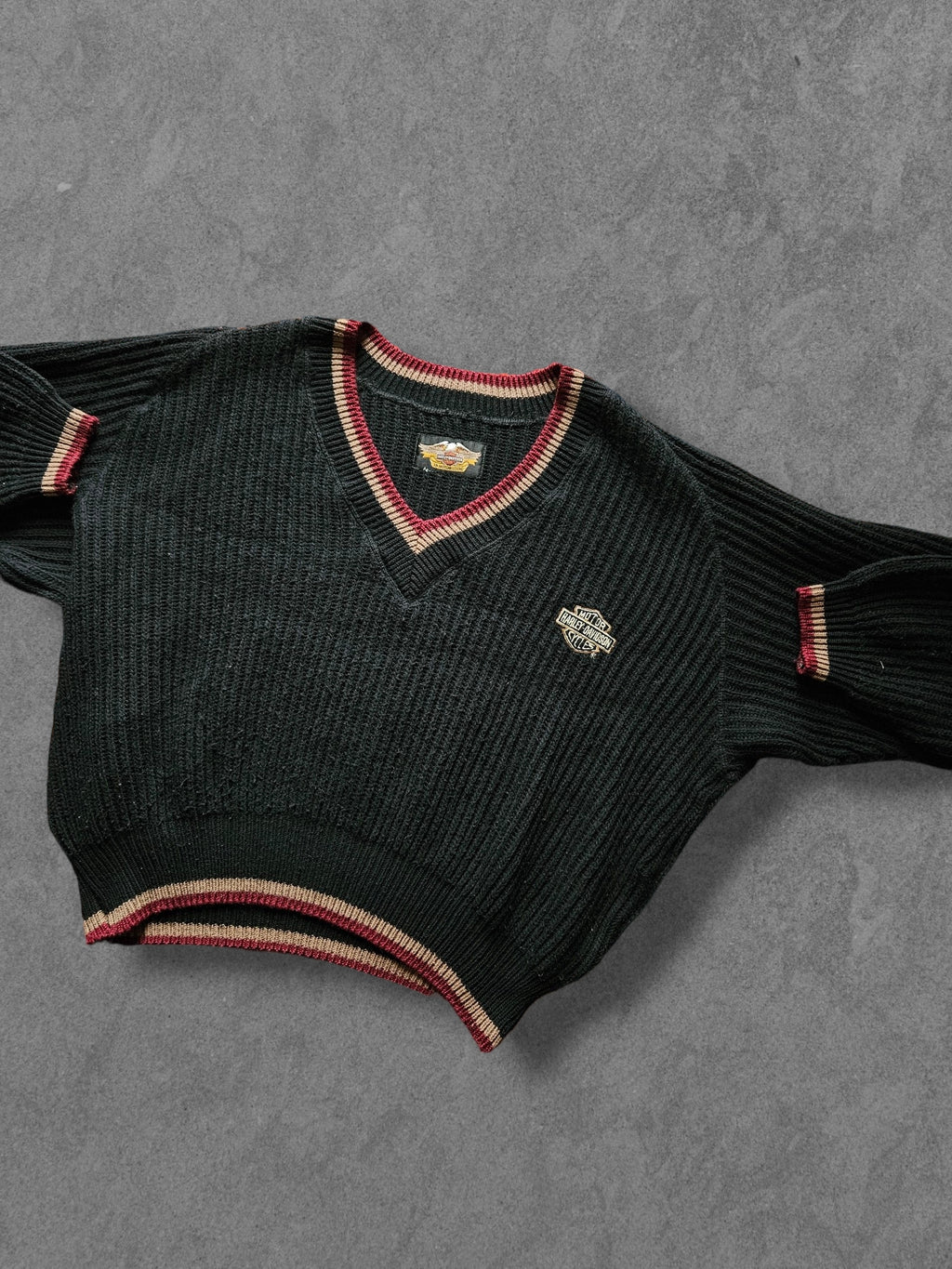 90s HARLEY DAVIDSON V-NECK SWEATSHIRT [L]