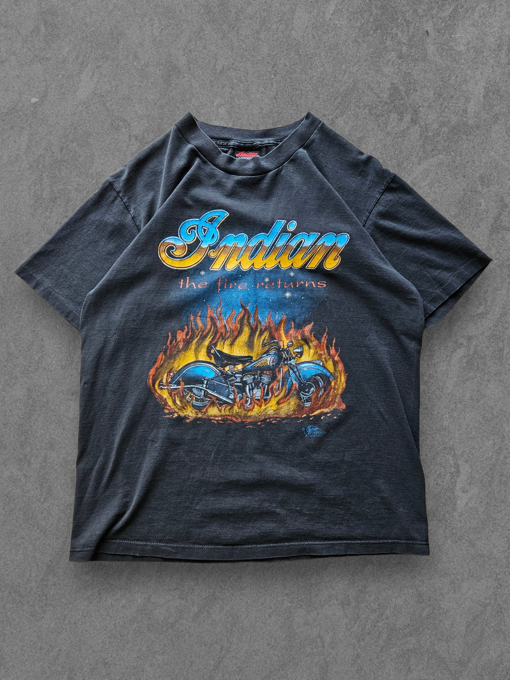 90s INDIAN ''THE FIRE RETURNS'' T-SHIRT [L]
