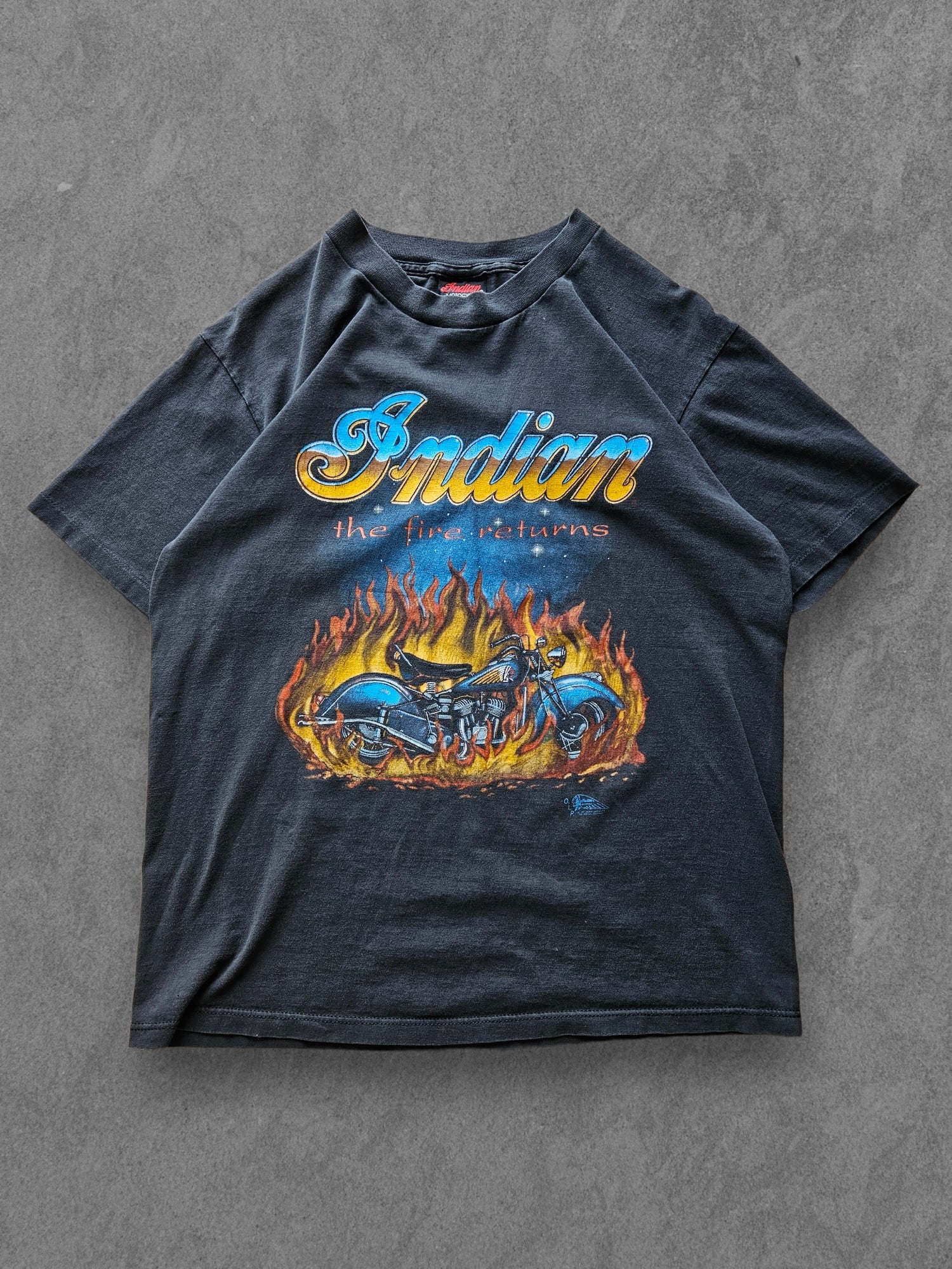 90s INDIAN ''THE FIRE RETURNS'' T-SHIRT [L]