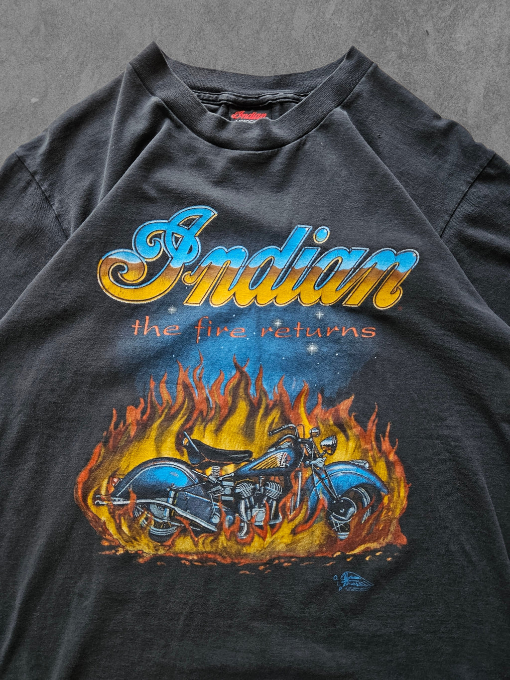 90s INDIAN ''THE FIRE RETURNS'' T-SHIRT [L]