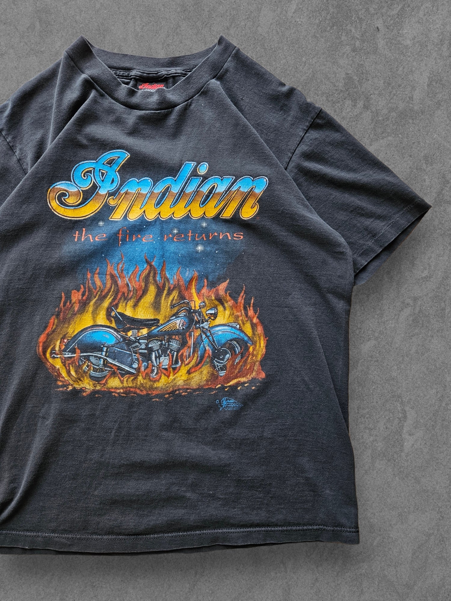 90s INDIAN ''THE FIRE RETURNS'' T-SHIRT [L]