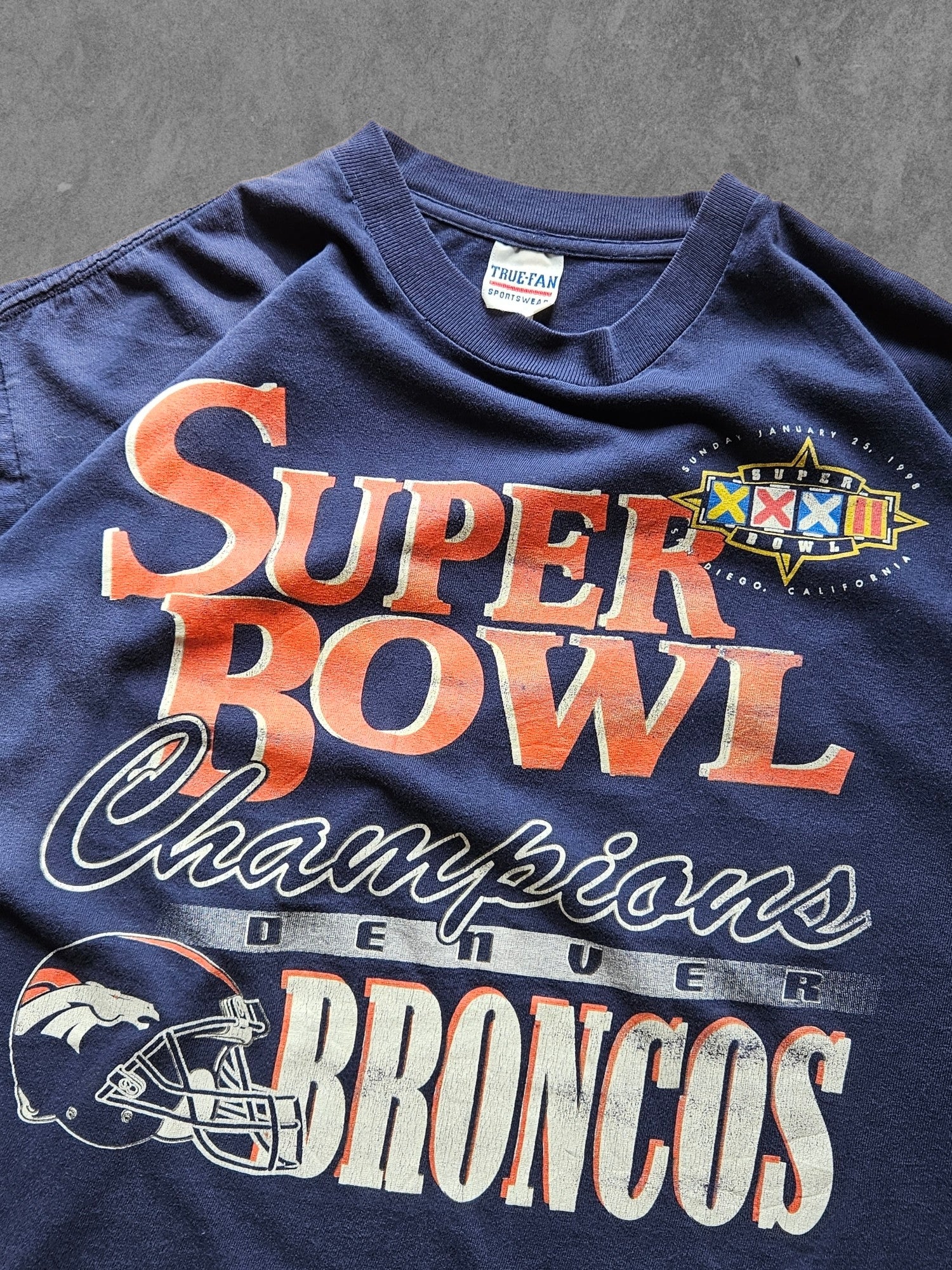 90s TRUE-FAN ''DENVER BRONCOS SUPER BOWL'' T-SHIRT [XL]
