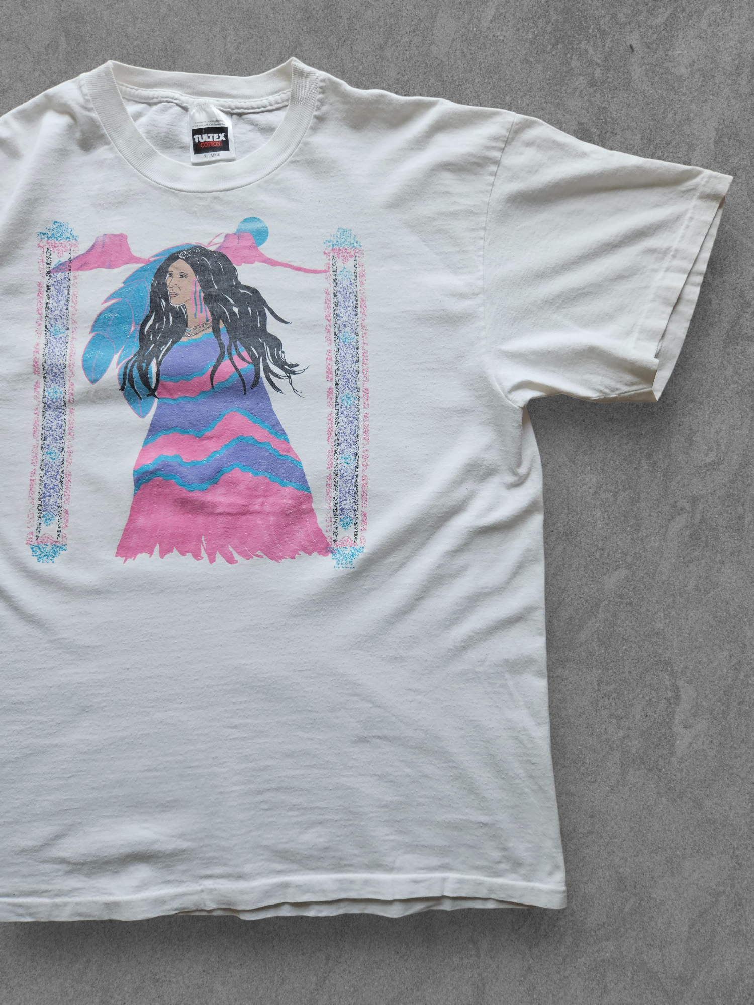 90s TULTEX ''NATIVE AMERICAN ART'' T-SHIRT [XL]