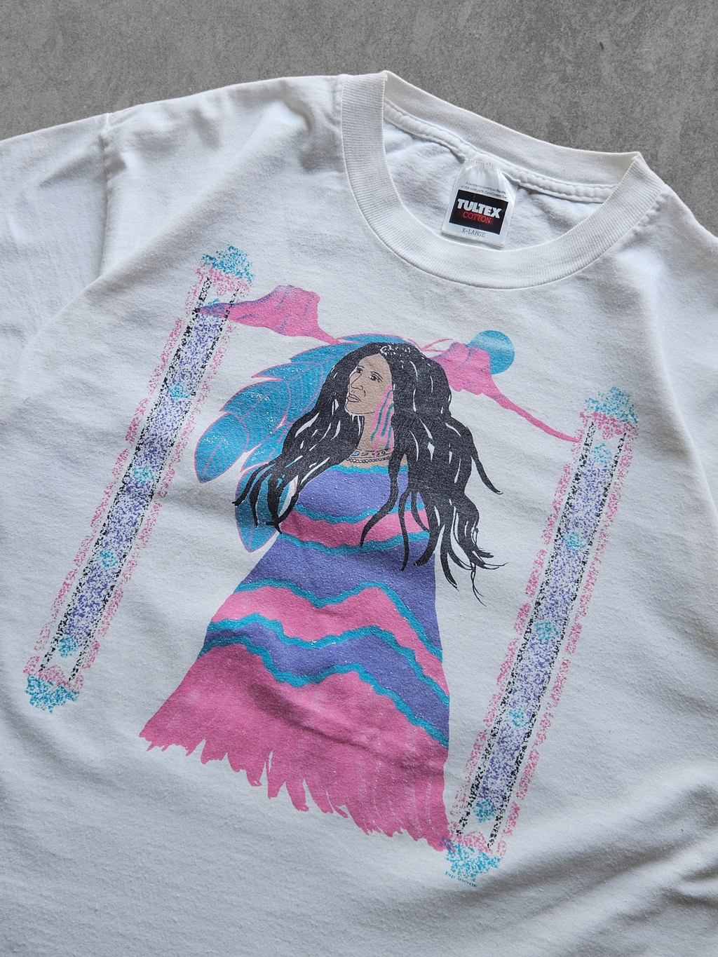 90s TULTEX ''NATIVE AMERICAN ART'' T-SHIRT [XL]