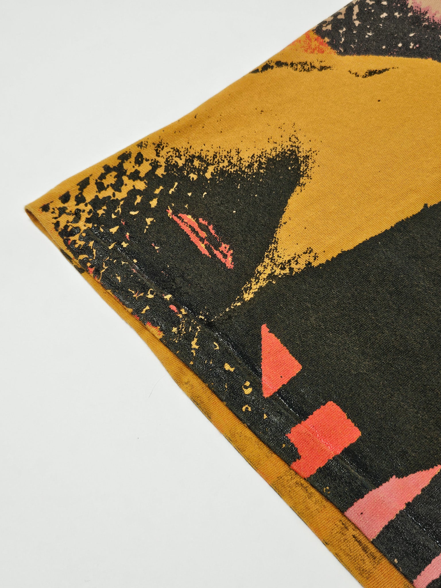 Close-up van Jon Bon Jovi print op vintage all-over T-shirt
