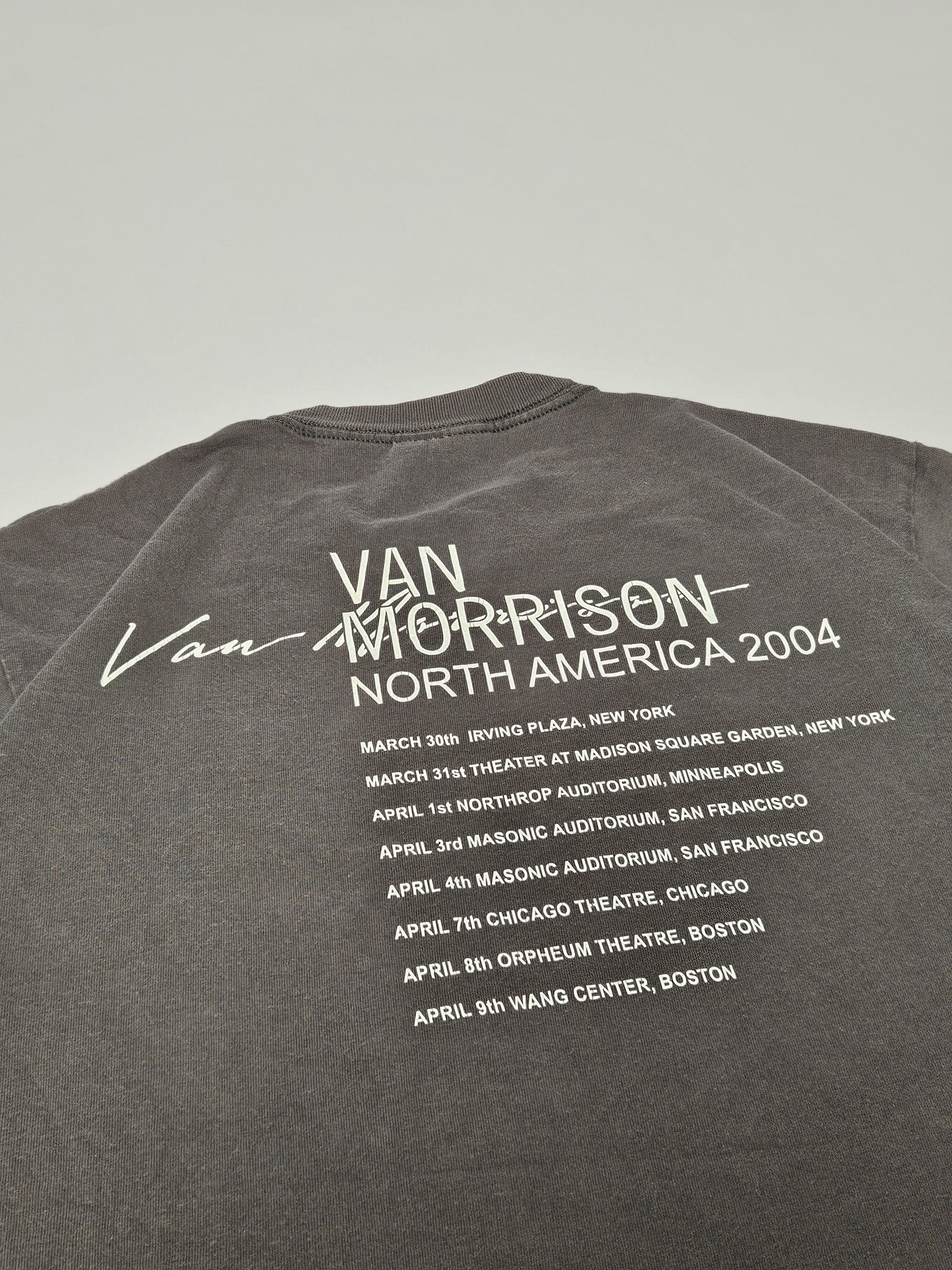 Detail van de Van Morrison North America 2008 tourprint met tourdata