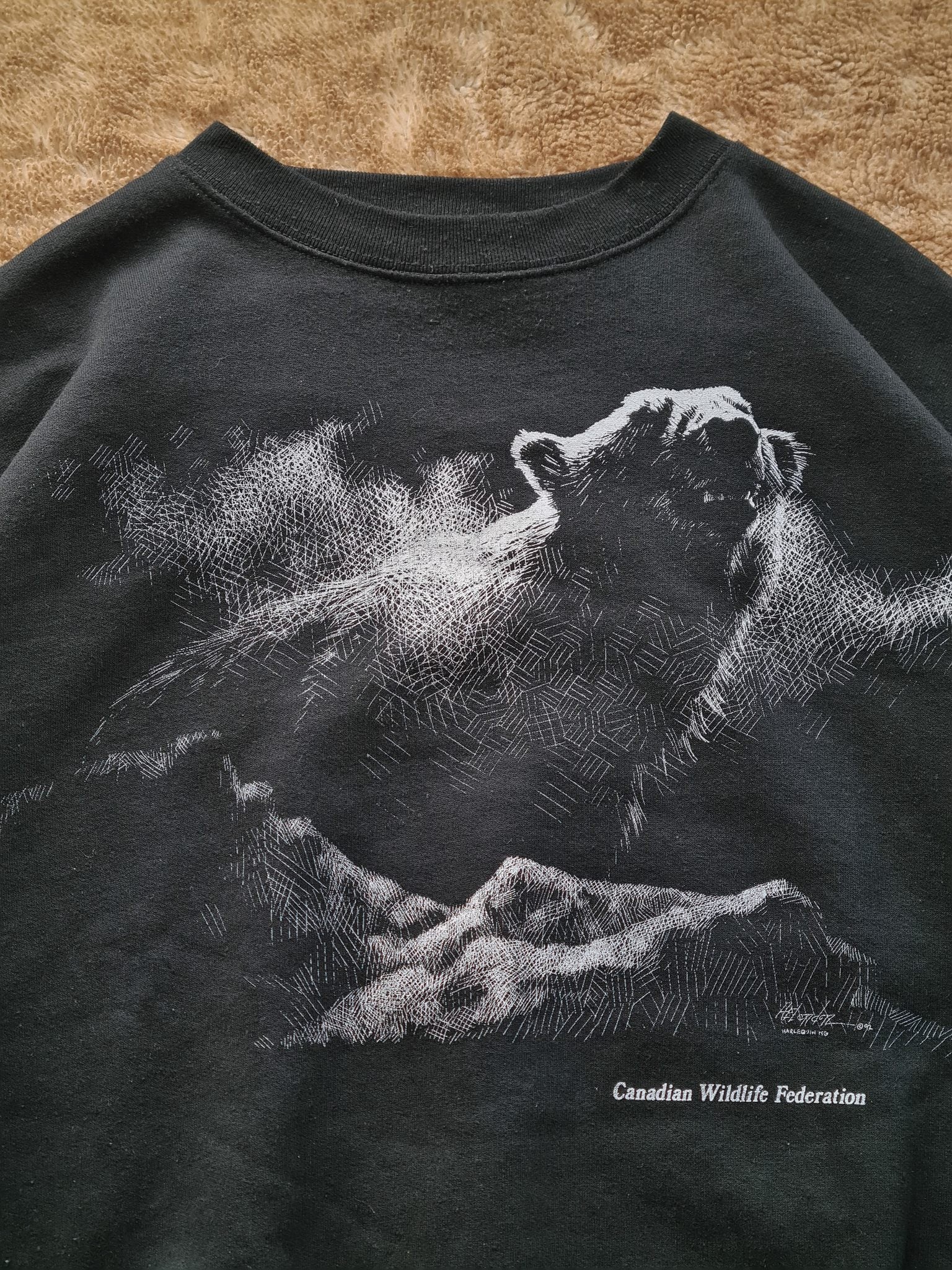 De vintage winkel met tweedehands kleding uit de thrift | 1992 HARLEQUIN ''CANADIAN WILDLIFE'' SWEATSHIRT [L] SWEATSHIRT