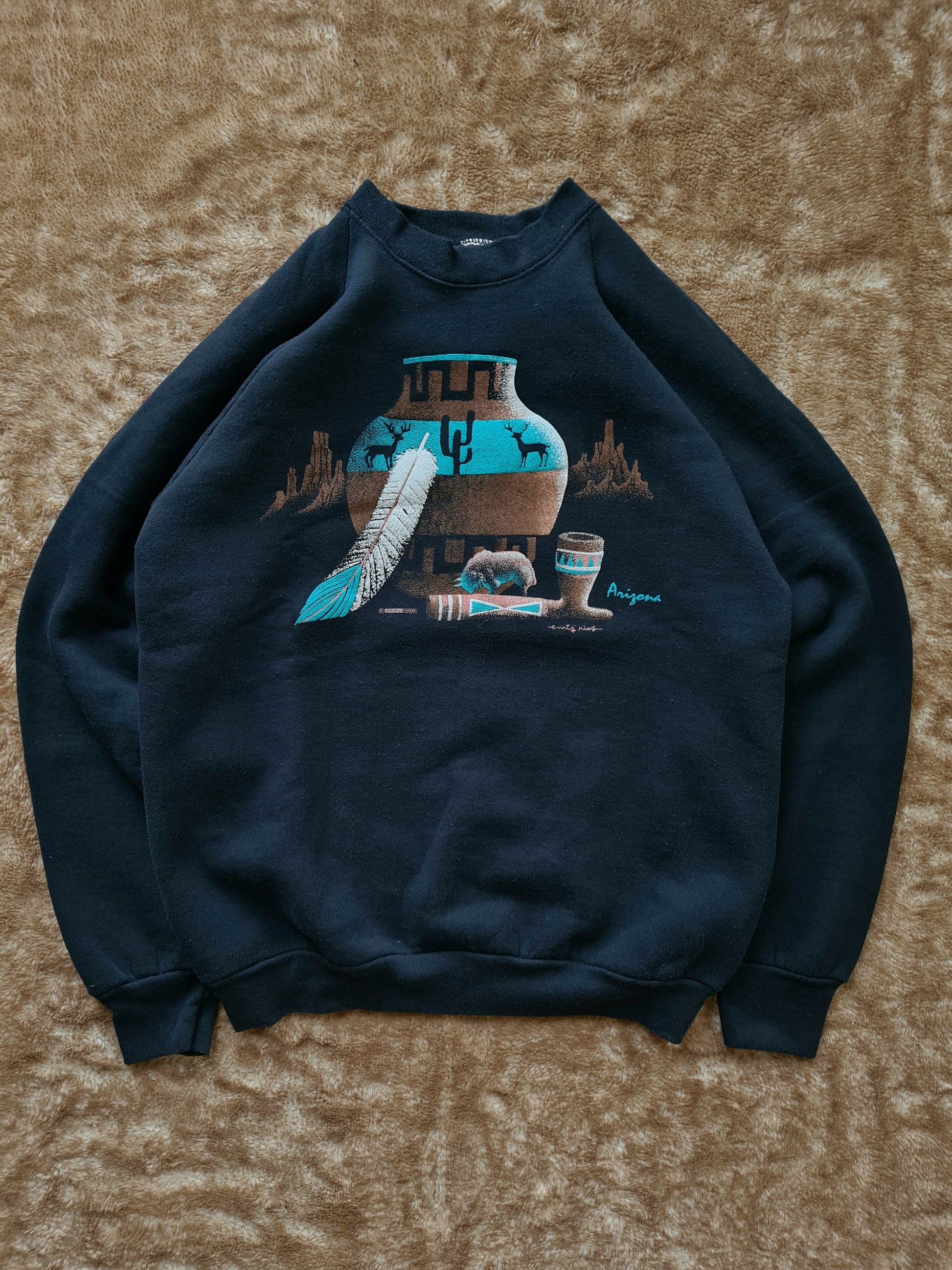 De vintage winkel met tweedehands kleding uit de thrift | 80s FRUIT OF THE LOOM ''ARIZONA'' SWEATSHIRT [L] SWEATSHIRT