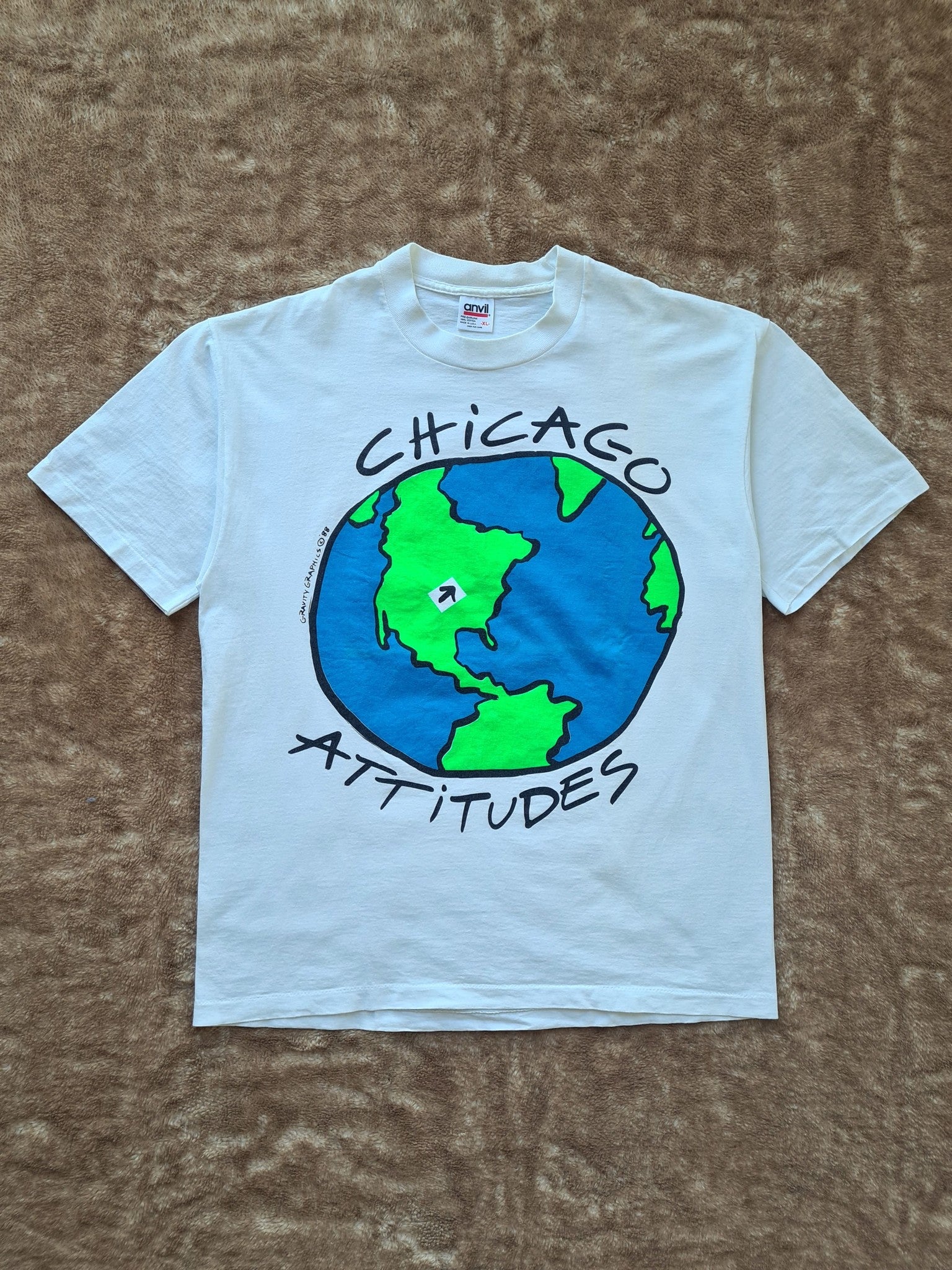 De vintage winkel met tweedehands kleding uit de thrift | 90s ANVIL ''CHICAGO ATTITUDES'' T-SHIRT [XL] T-SHIRT