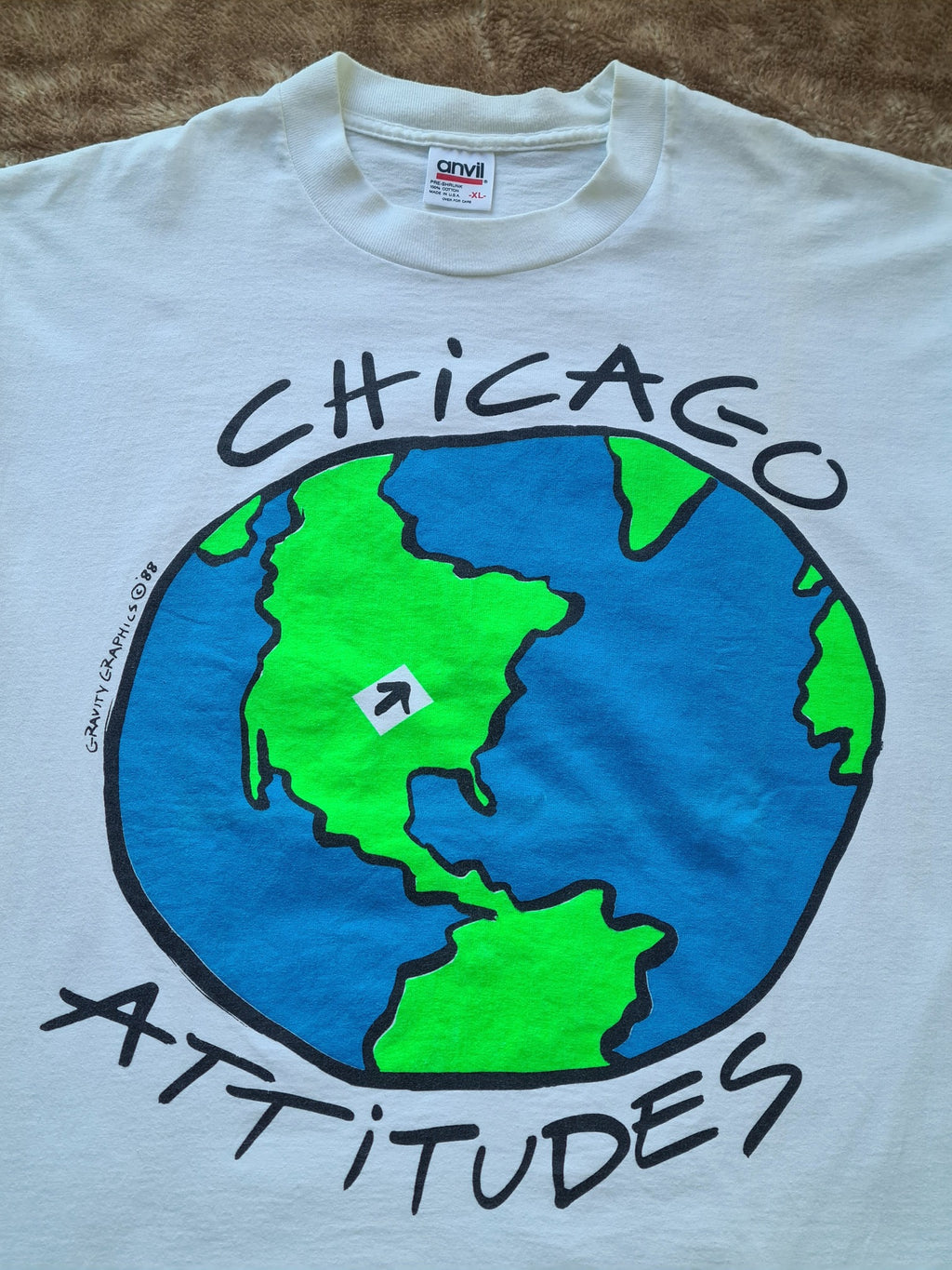 De vintage winkel met tweedehands kleding uit de thrift | 90s ANVIL ''CHICAGO ATTITUDES'' T-SHIRT [XL] T-SHIRT