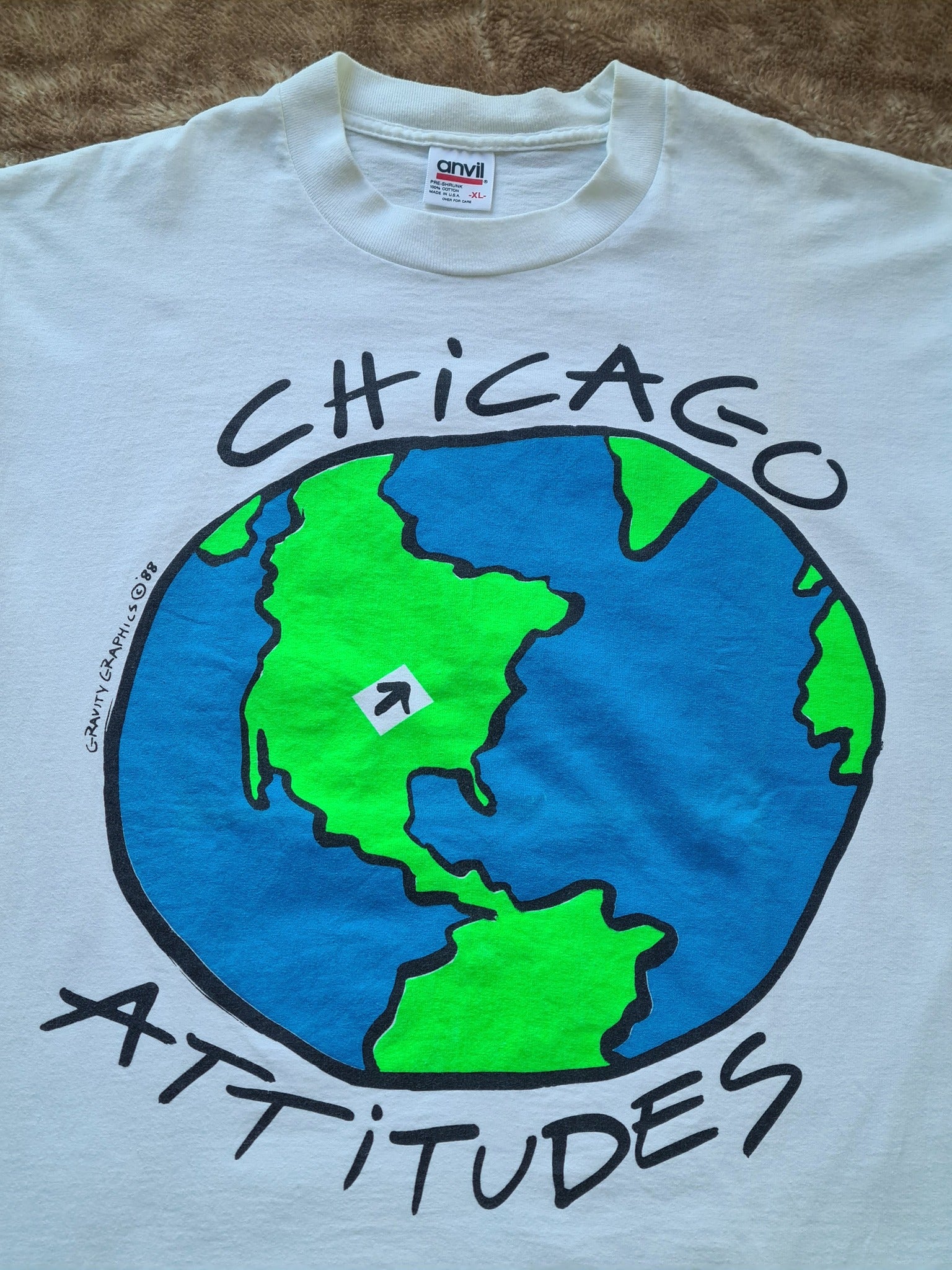 De vintage winkel met tweedehands kleding uit de thrift | 90s ANVIL ''CHICAGO ATTITUDES'' T-SHIRT [XL] T-SHIRT