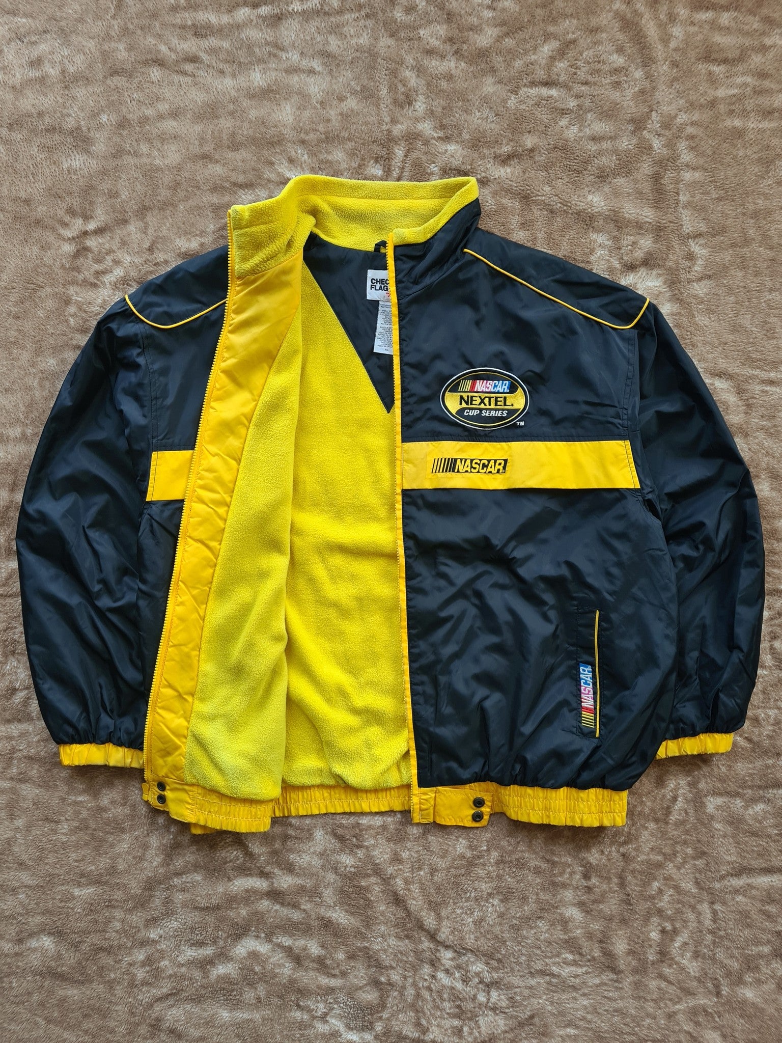 De vintage winkel met tweedehands kleding uit de thrift | 90s CHECKERED FLAG ''NASCAR'' JACKET [XL] OUTERWEAR