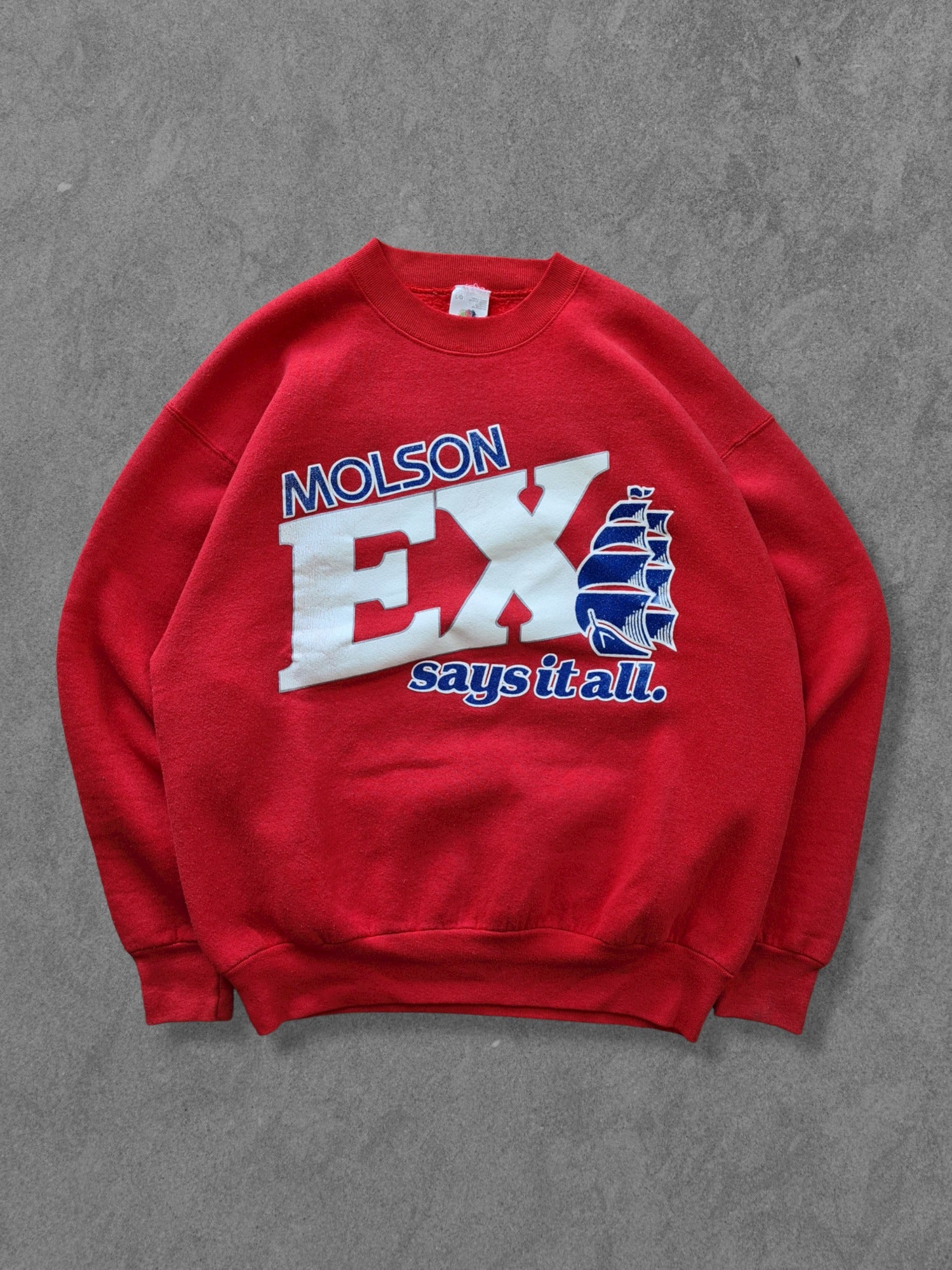 De vintage winkel met tweedehands kleding uit de thrift | 90s FRUIT OF THE LOOM ''MOLSON'' SWEATSHIRT [L] SWEATSHIRT