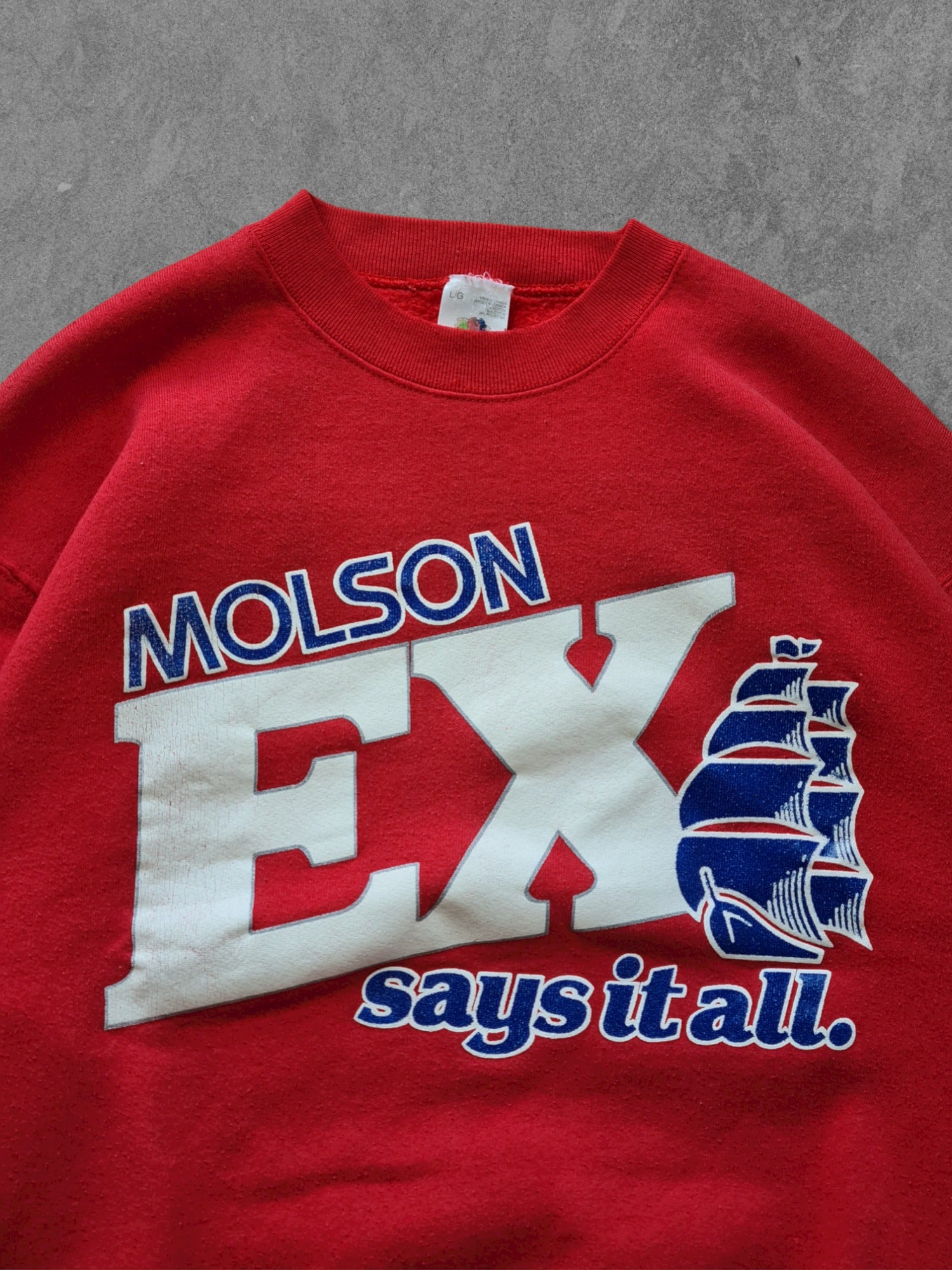 De vintage winkel met tweedehands kleding uit de thrift | 90s FRUIT OF THE LOOM ''MOLSON'' SWEATSHIRT [L] SWEATSHIRT