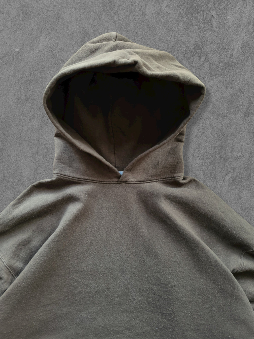 De vintage winkel met tweedehands kleding uit de thrift | 90s HANES KHAKI BLANK HOODIE [XL] SWEATSHIRT