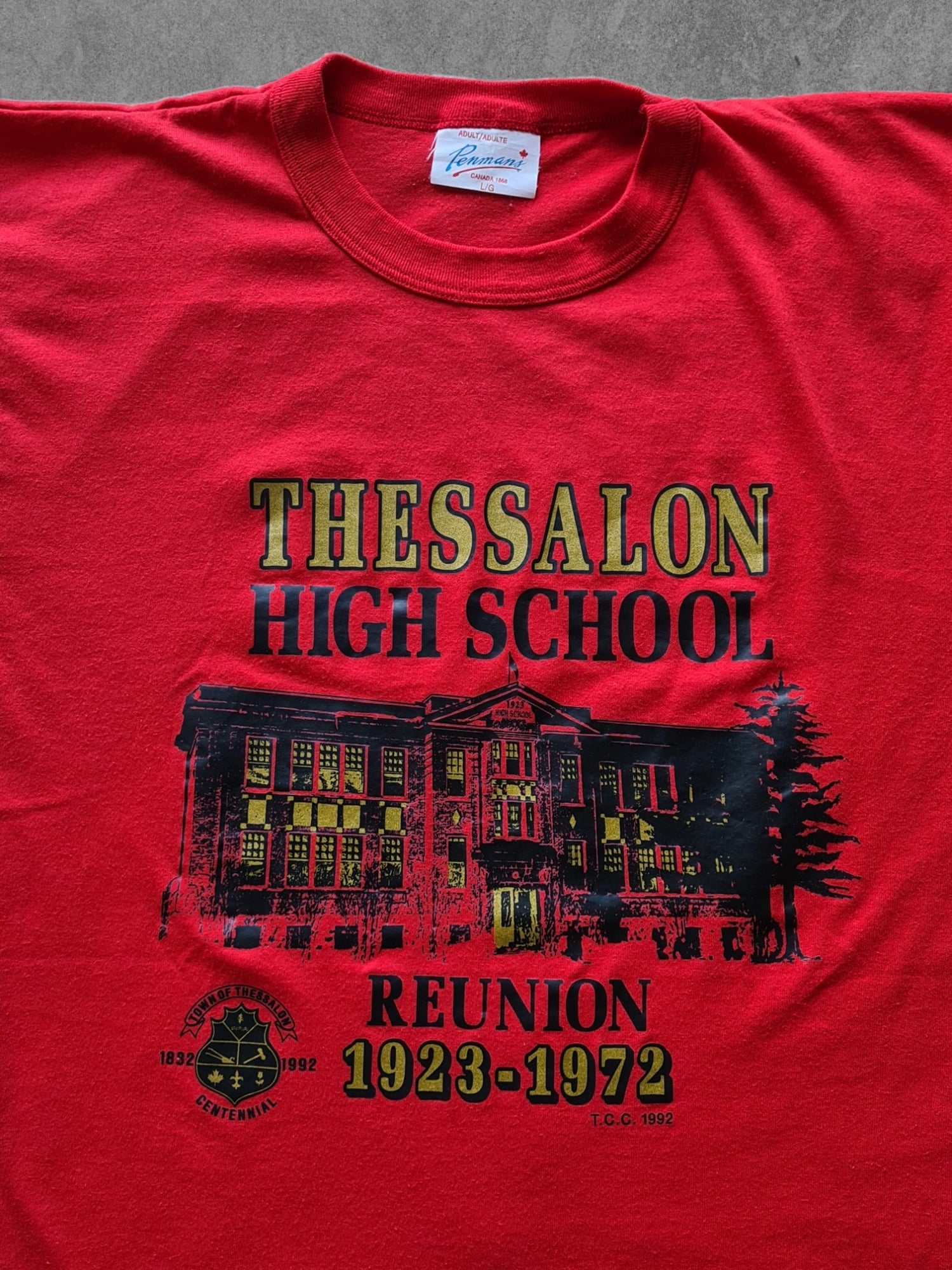 De vintage winkel met tweedehands kleding uit de thrift | 90s PENMANS ''THESSALON REUNION'' T-SHIRT [L] T-SHIRT