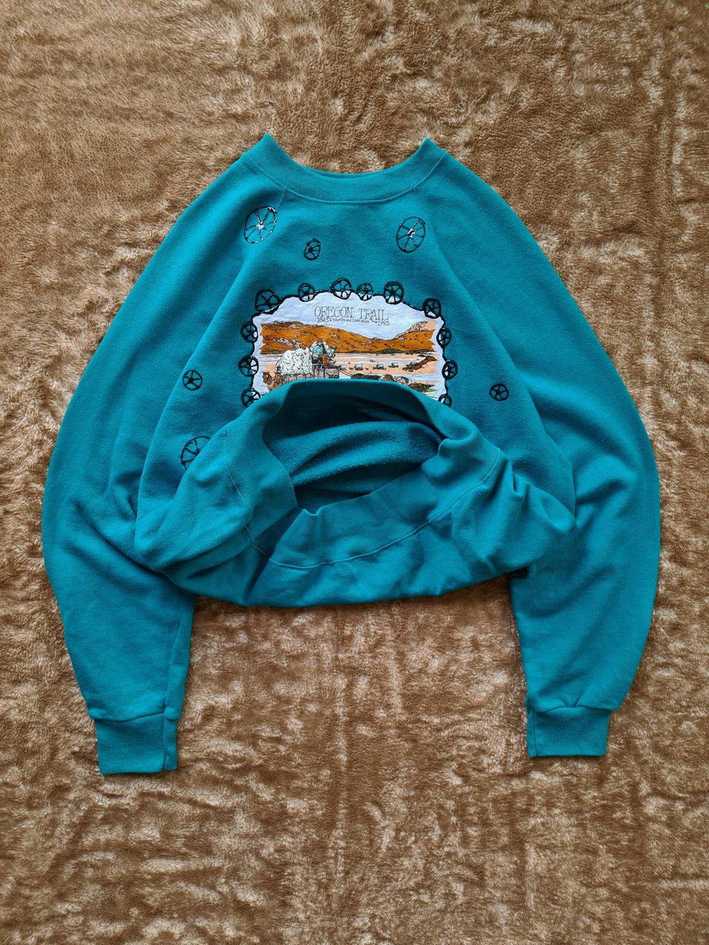 De vintage winkel met tweedehands kleding uit de thrift | 90s TULTEX ''OREGON TRAIL'' SWEATSHIRT [L] SWEATSHIRT