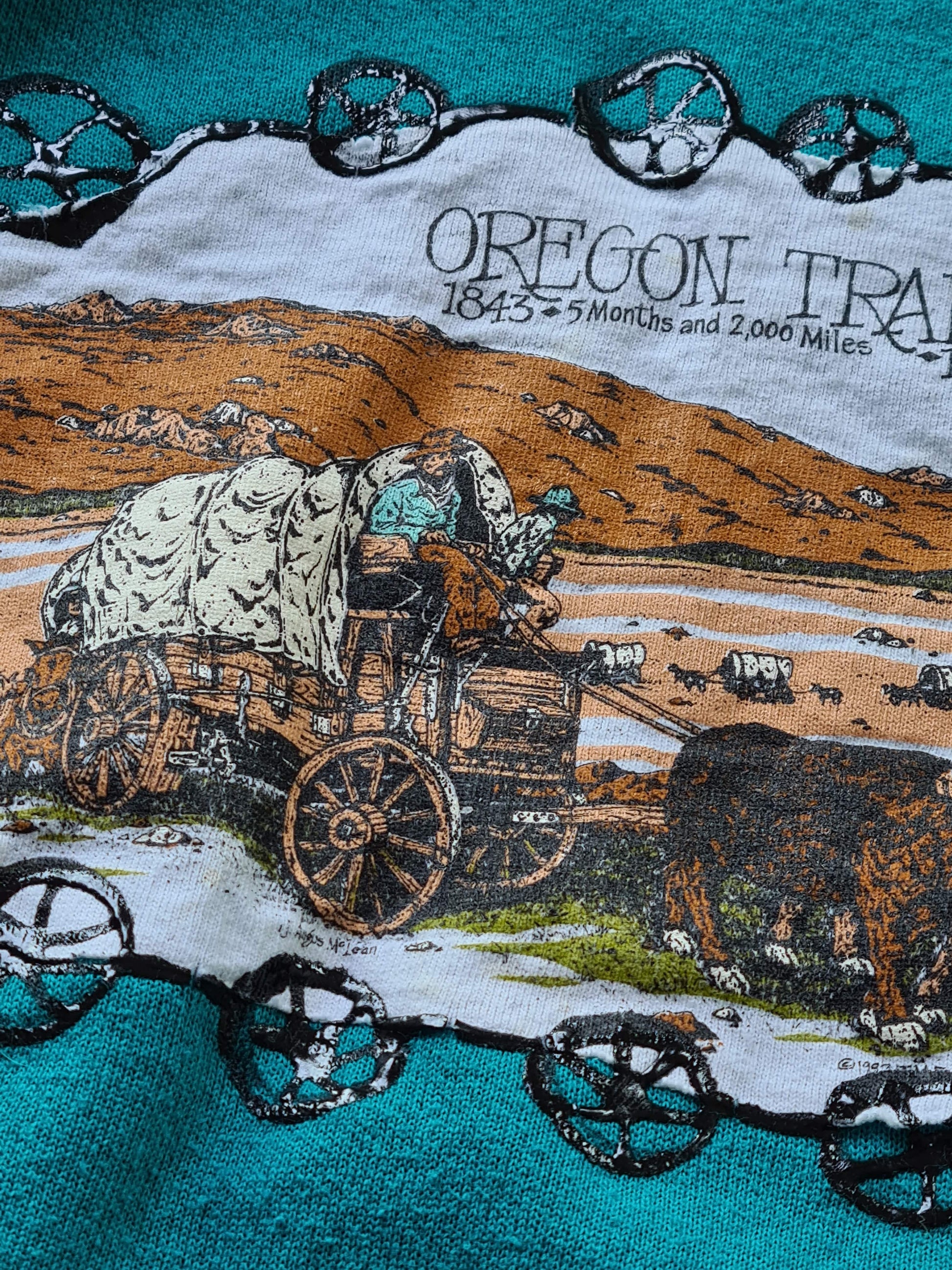 De vintage winkel met tweedehands kleding uit de thrift | 90s TULTEX ''OREGON TRAIL'' SWEATSHIRT [L] SWEATSHIRT