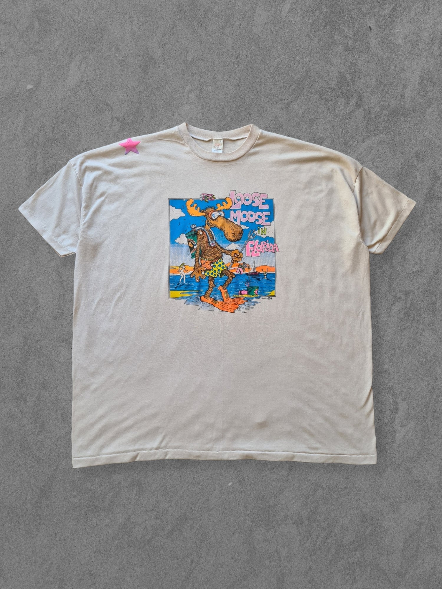 De vintage winkel met tweedehands kleding uit de thrift | 90s U.S.A. BLANX ''LOOSE MOOSE'' T-SHIRT [XXL] T-SHIRT