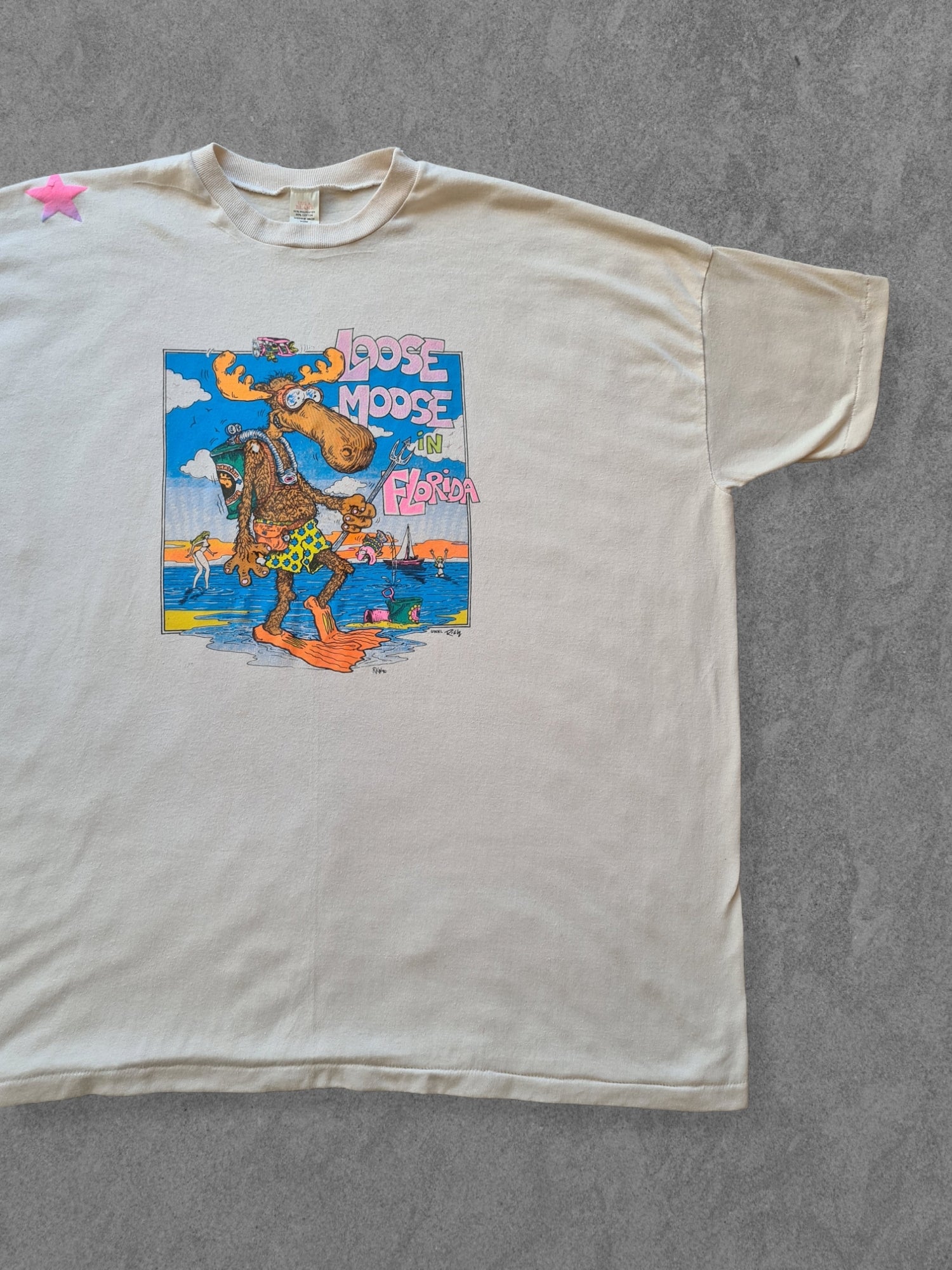 De vintage winkel met tweedehands kleding uit de thrift | 90s U.S.A. BLANX ''LOOSE MOOSE'' T-SHIRT [XXL] T-SHIRT
