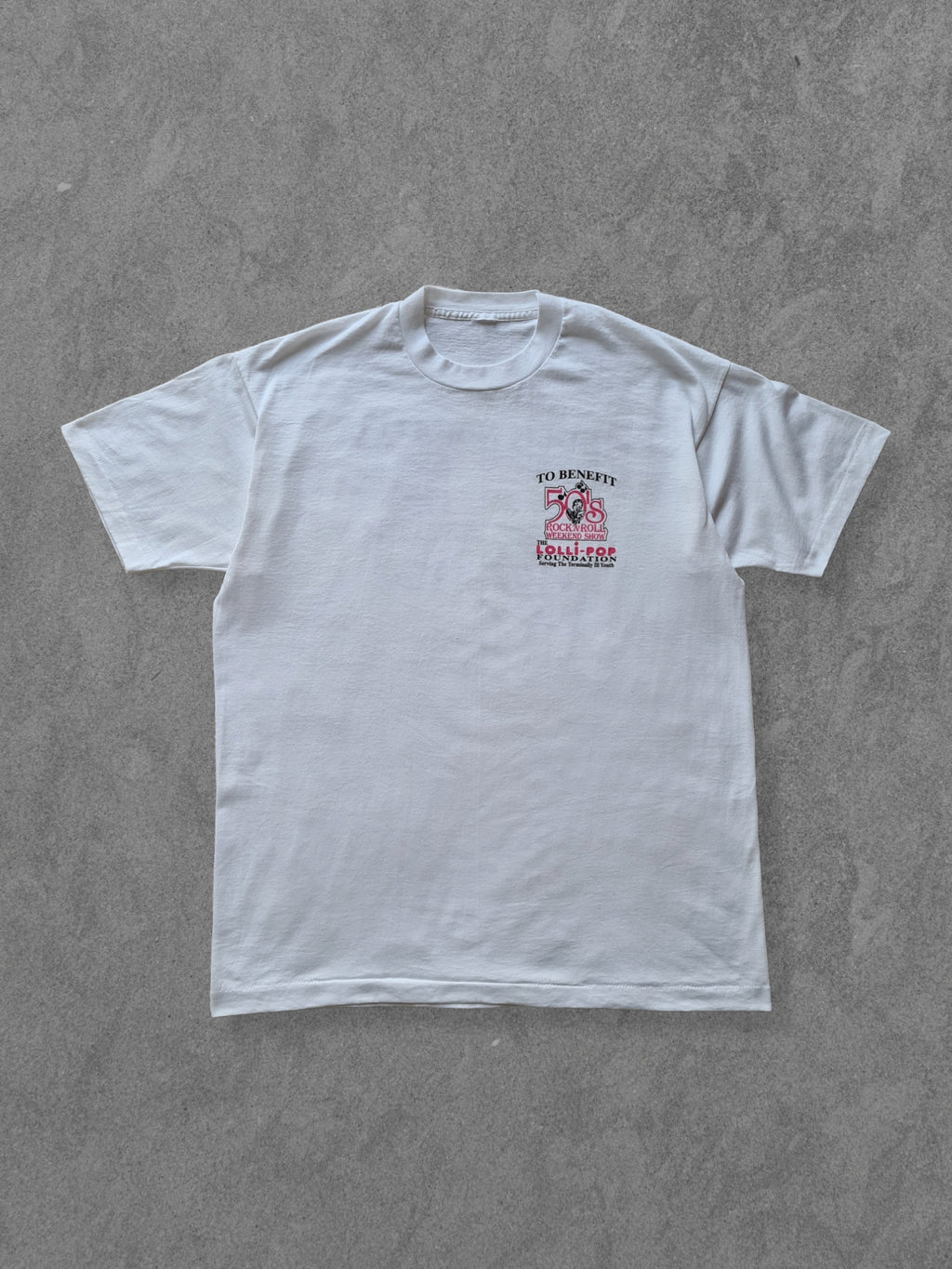 De vintage winkel met tweedehands kleding uit de thrift | 90s ''LOLLI-POP FOUNDATION ROCK N ROLL'' T-SHIRT [XL] T-SHIRT