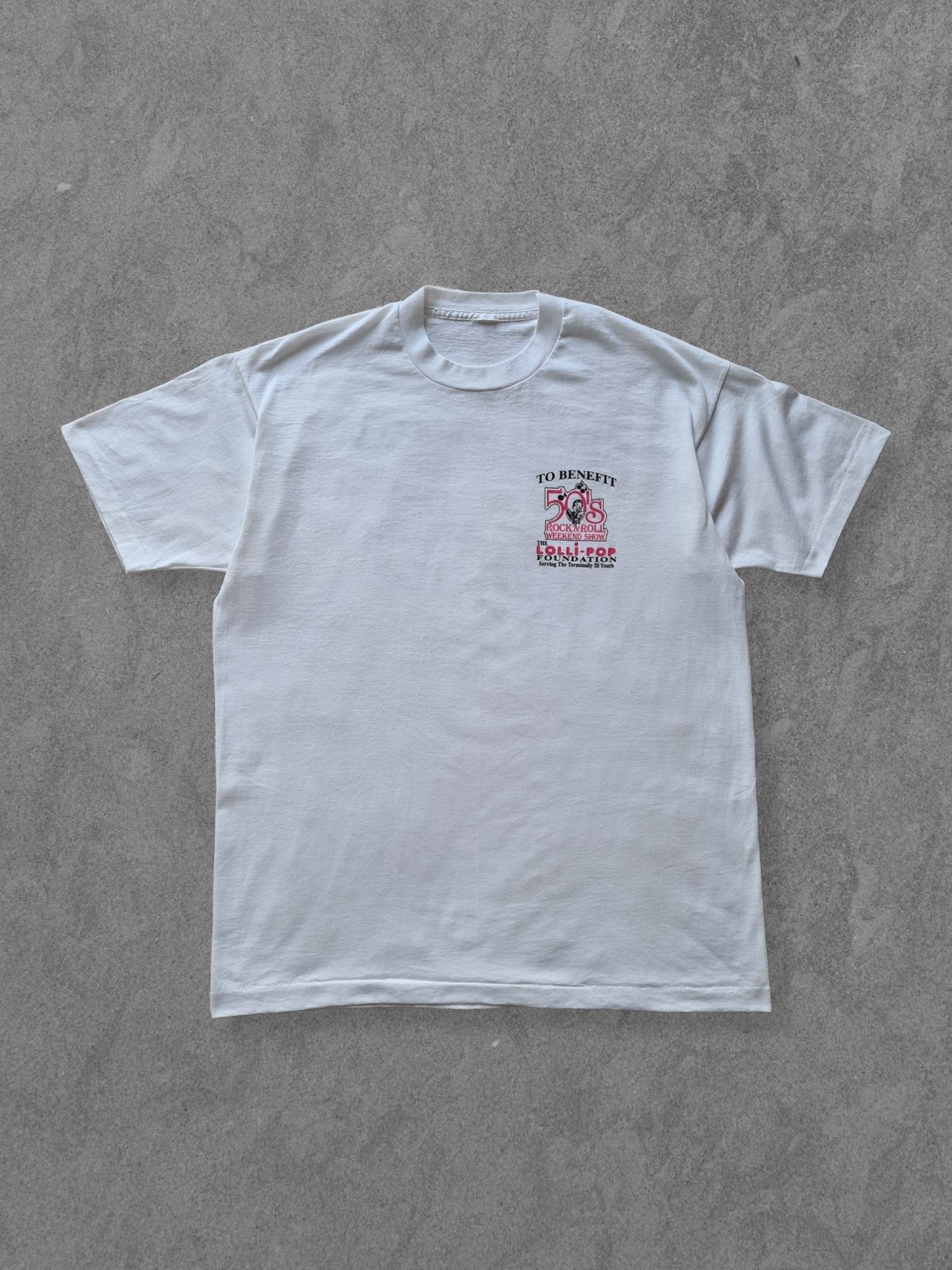 De vintage winkel met tweedehands kleding uit de thrift | 90s ''LOLLI-POP FOUNDATION ROCK N ROLL'' T-SHIRT [XL] T-SHIRT
