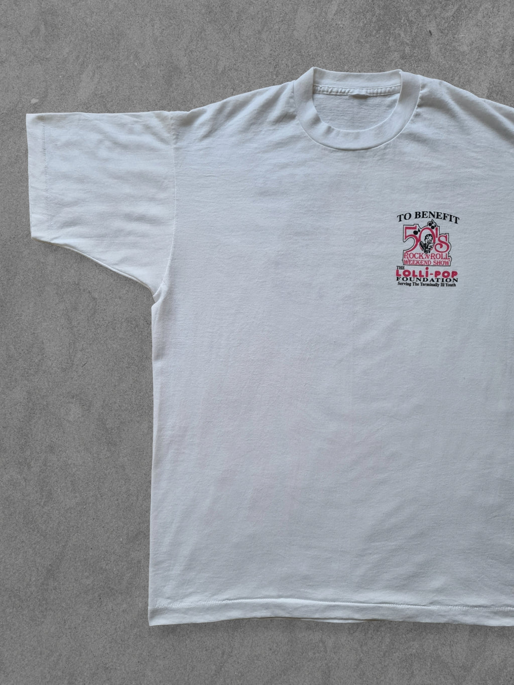 De vintage winkel met tweedehands kleding uit de thrift | 90s ''LOLLI-POP FOUNDATION ROCK N ROLL'' T-SHIRT [XL] T-SHIRT