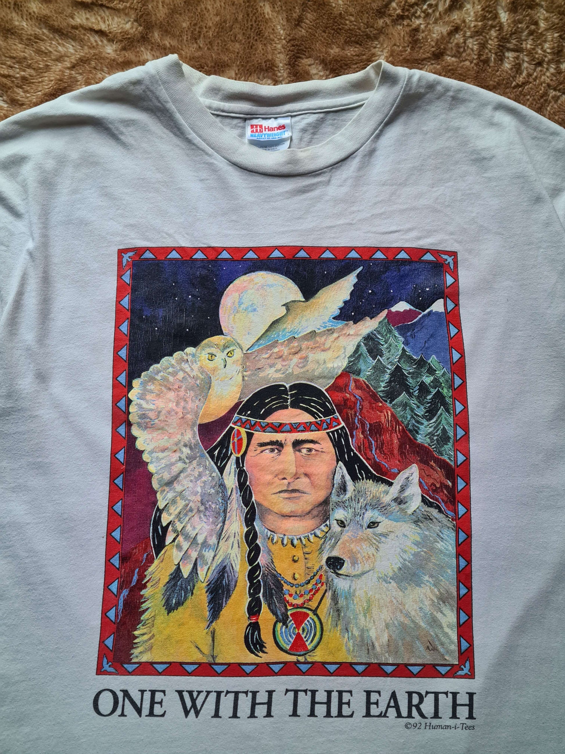 De vintage winkel met tweedehands kleding uit de thrift | 1991 HANES "ONE WITH THE EARTH" T-SHIRT [XXL] T-SHIRT